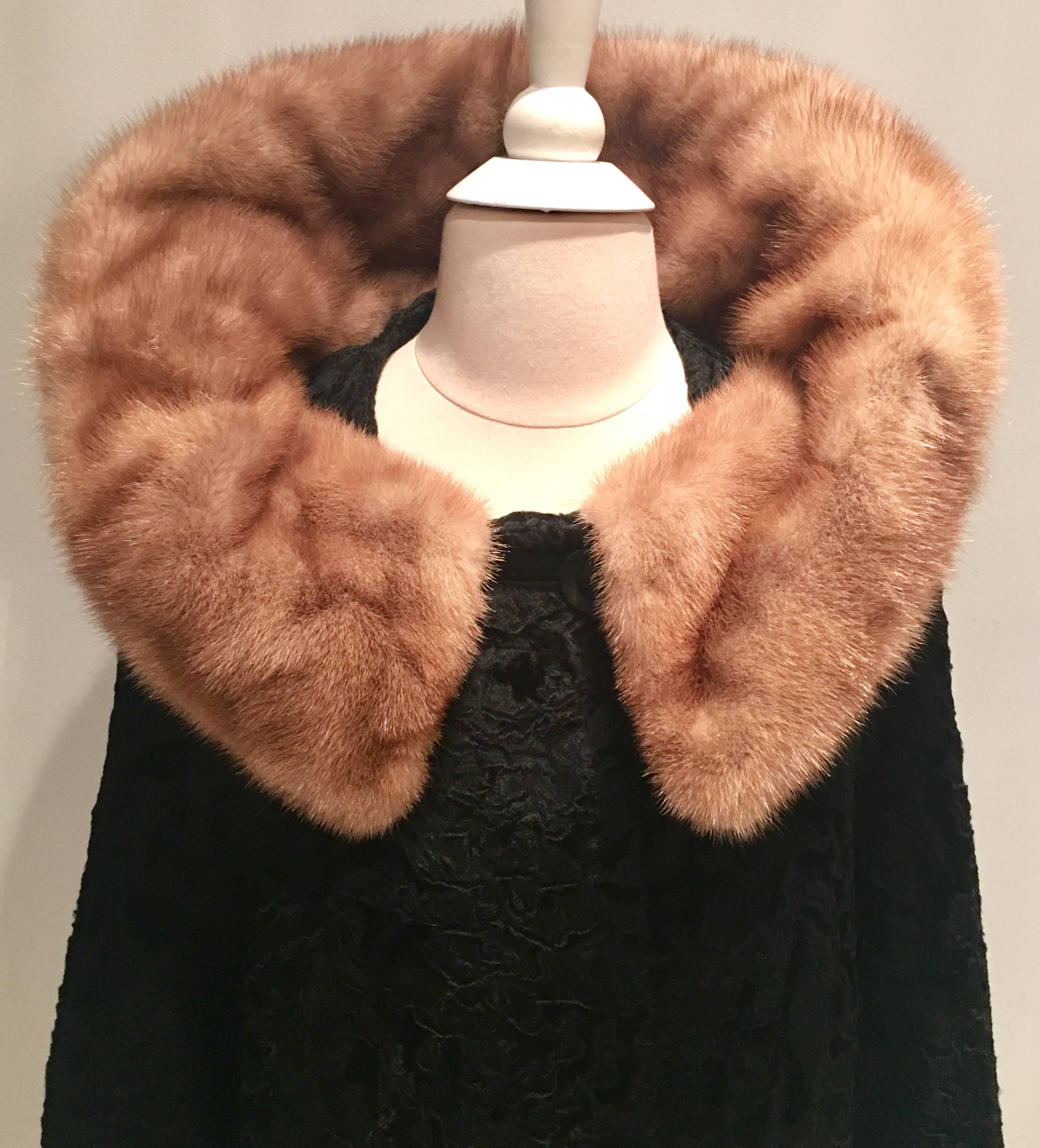 1950'S Persian Lamb and Mink Collar Swing Jacket In Excellent Condition In West Palm Beach, FL