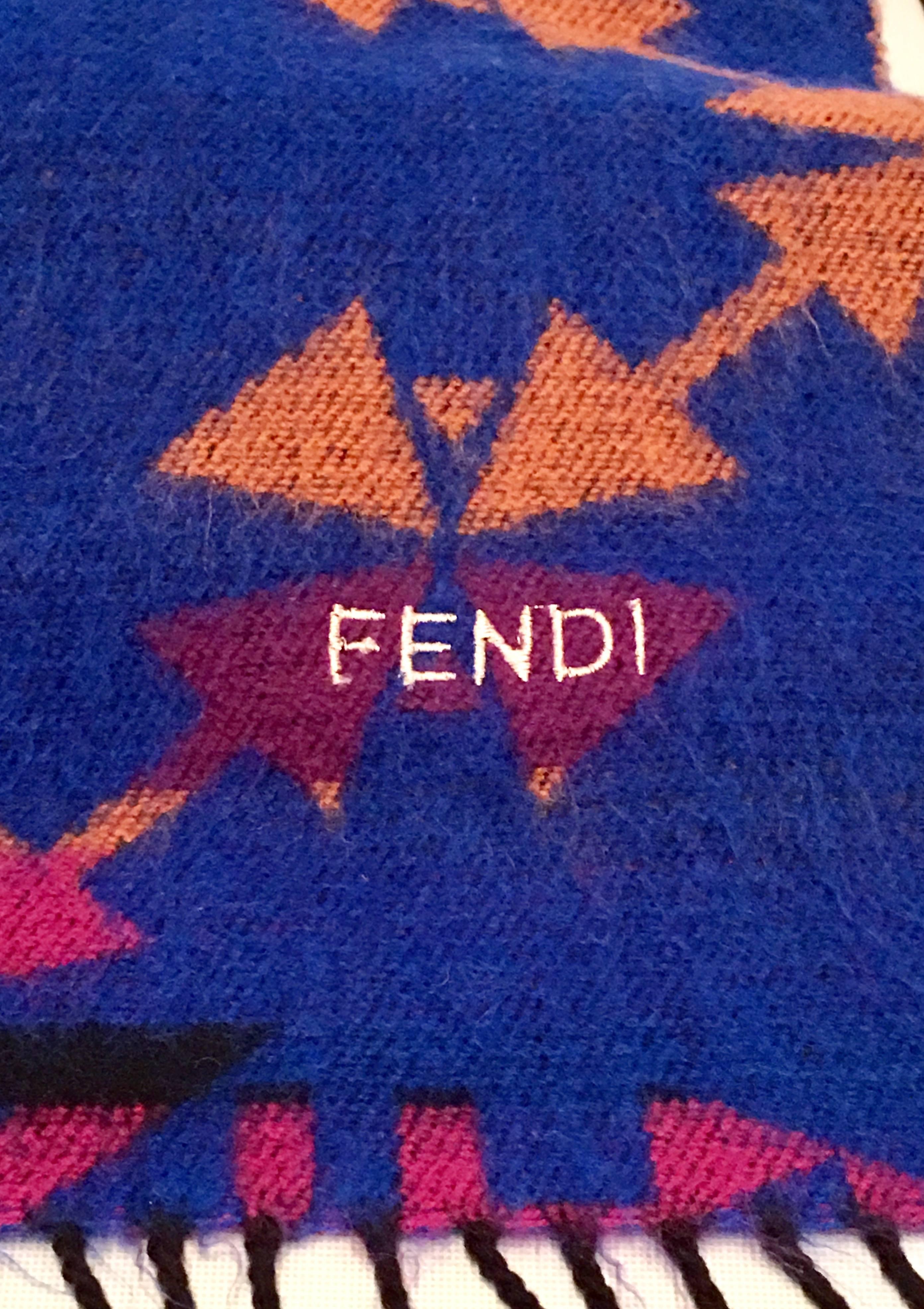 Purple Vintage Fendi Italy Reversible Throw/Shawl