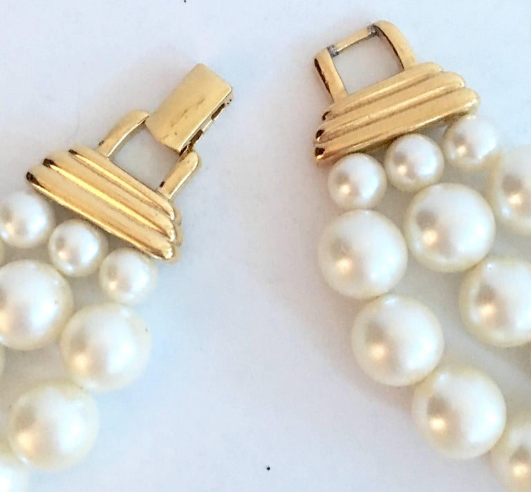 Vintage Napier Triple Strand Pearl and Amethyst Necklace For Sale at