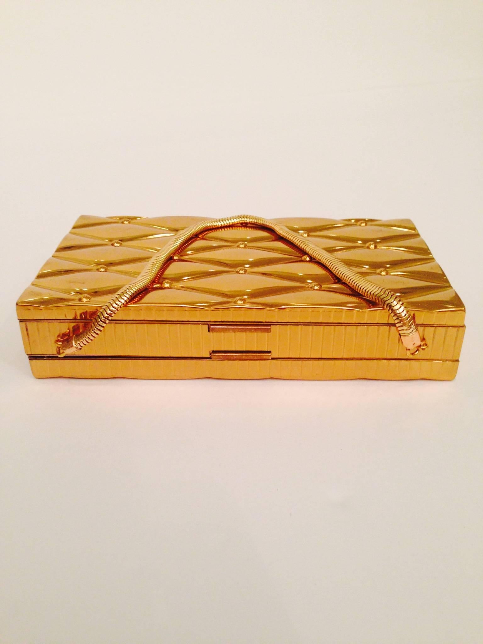 1940s Gold Guilloche Double Minaudière Case by Evans In Excellent Condition In West Palm Beach, FL