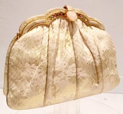 Judith Leiber Lizard and Lace Semi Precious Stone Evening Bag