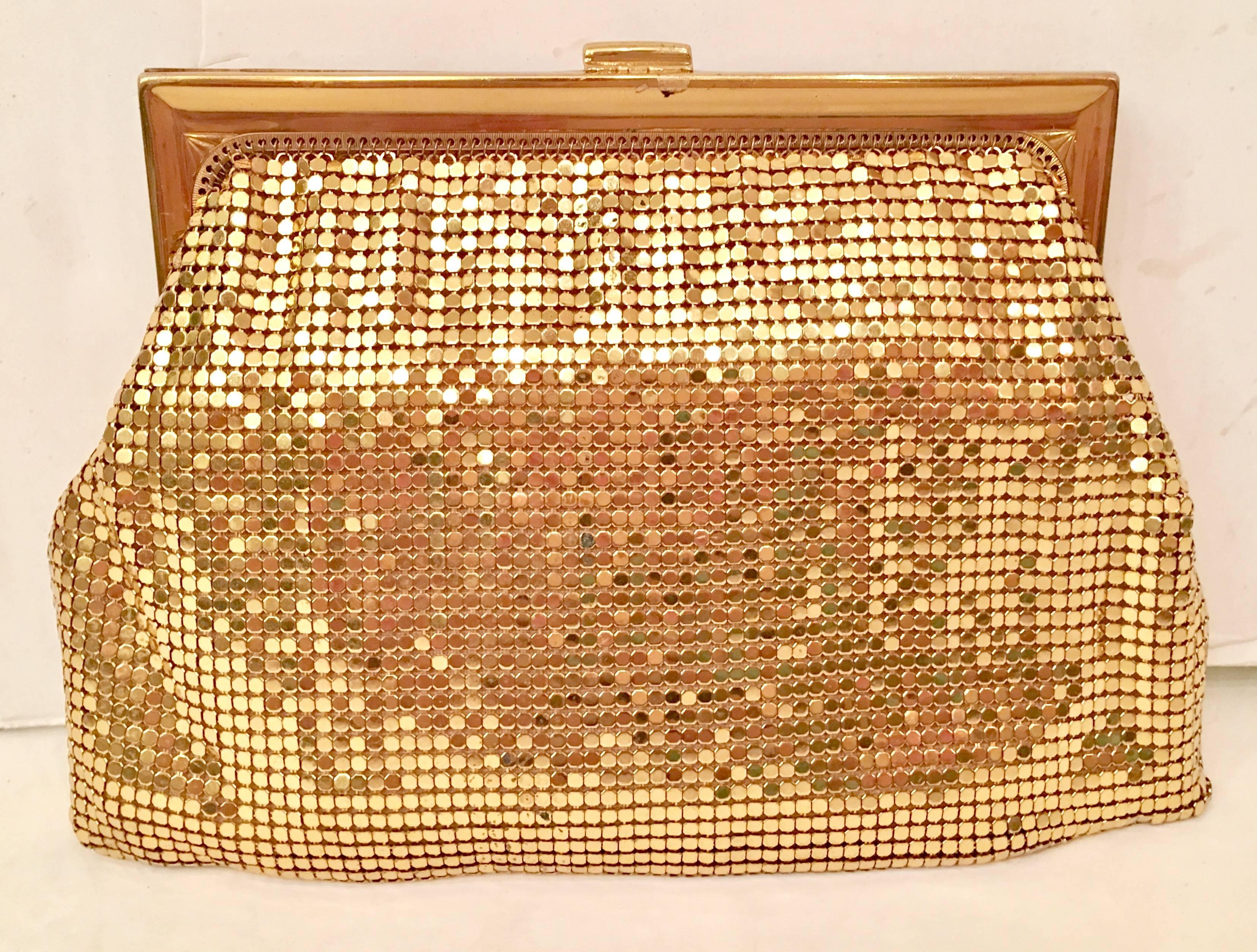 Whiting & Davis Metal Mesh & Swarovski Crystal Clutch Evening Bag In Excellent Condition In West Palm Beach, FL