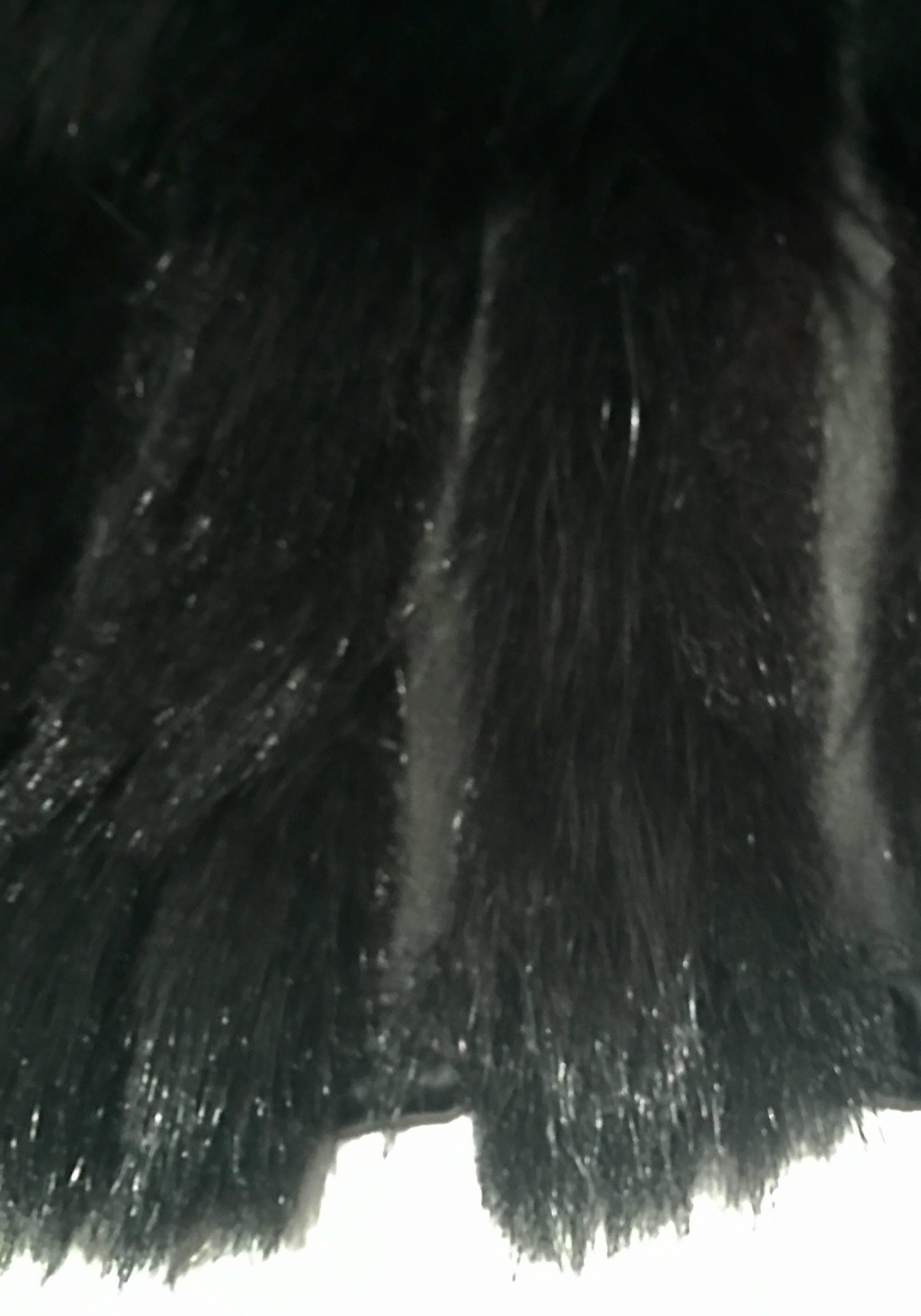 20th Century Hippy Chic Vintage Jet Black Monkey Fur Jacket For Sale at