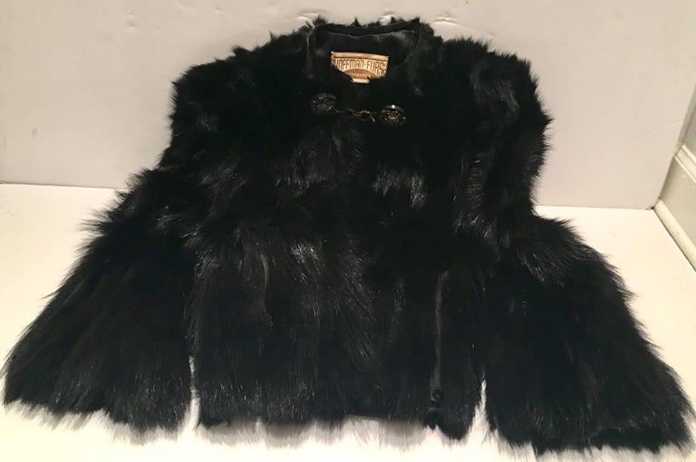 Vintage Hippy Chic Jet Black Monkey Fur Jacket For Sale at 1stdibs