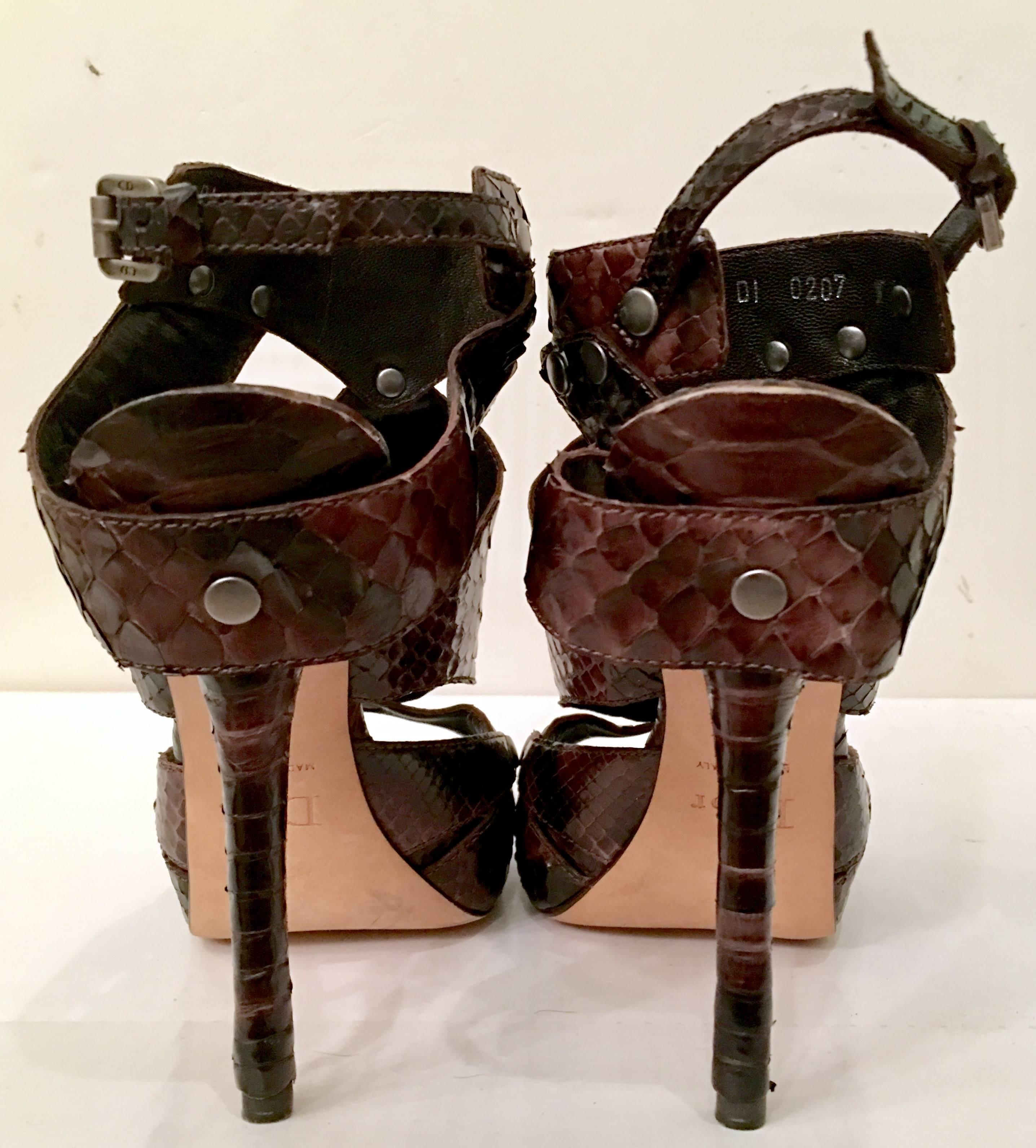 Black Pair Of Christian Dior Python Platform Sandals