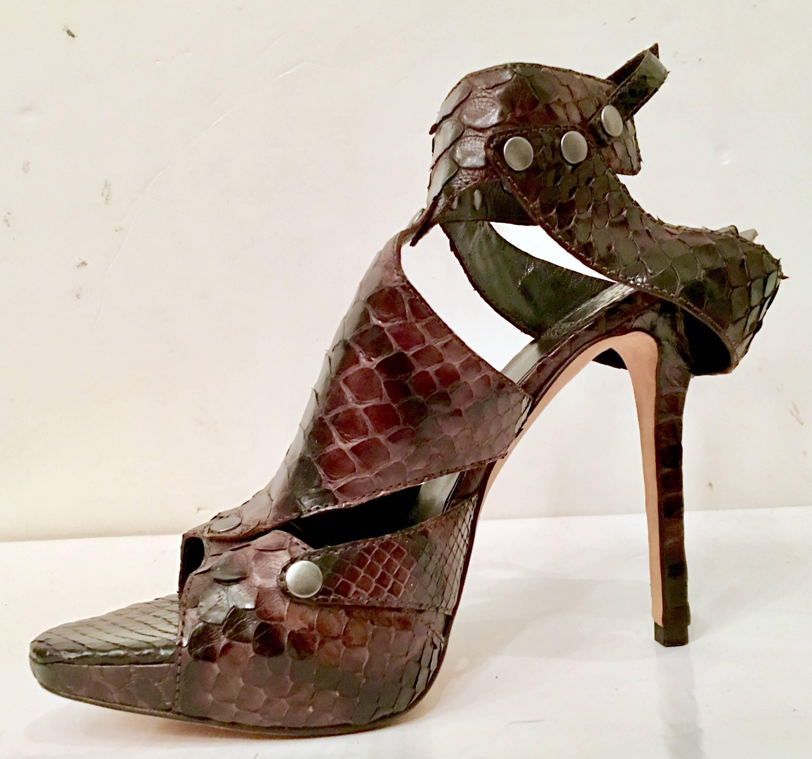 Pair Of Christian Dior Python Platform Sandals 1