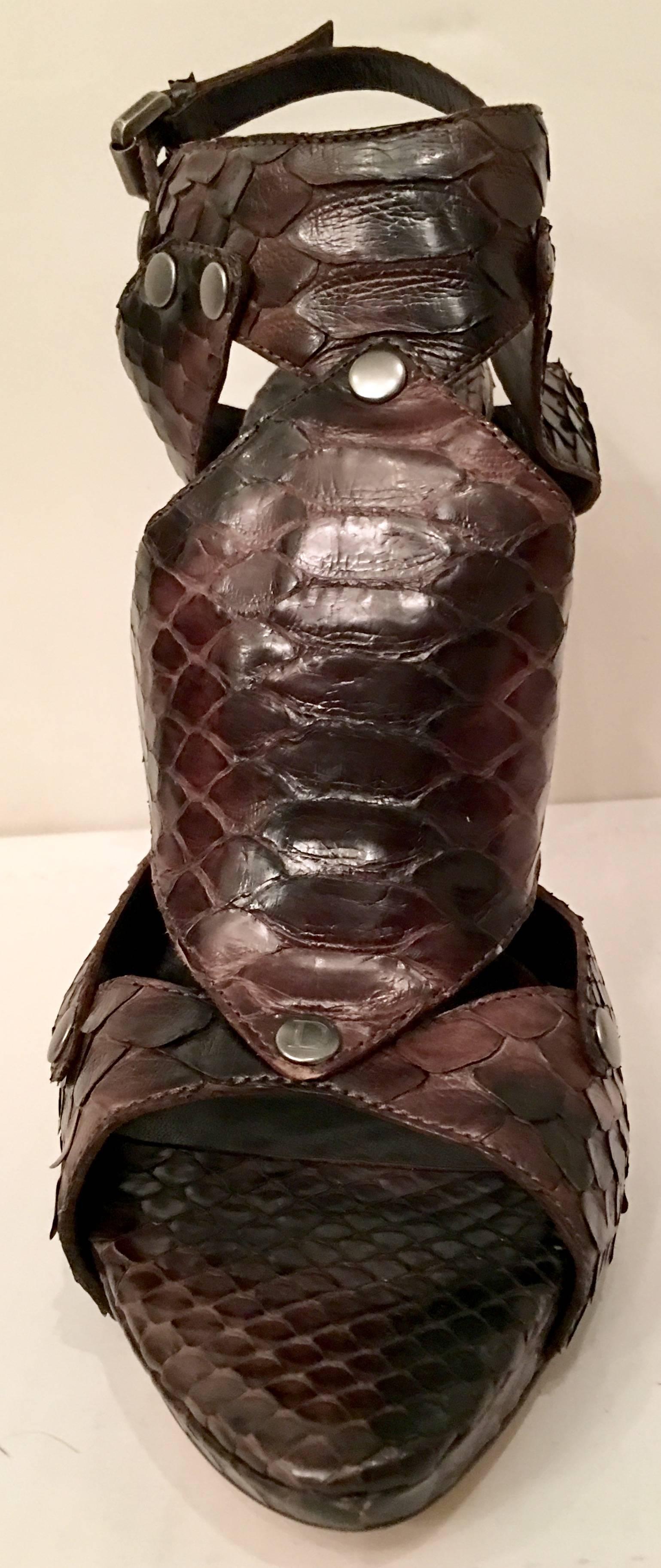 Pair Of Christian Dior Python Platform Sandals 2