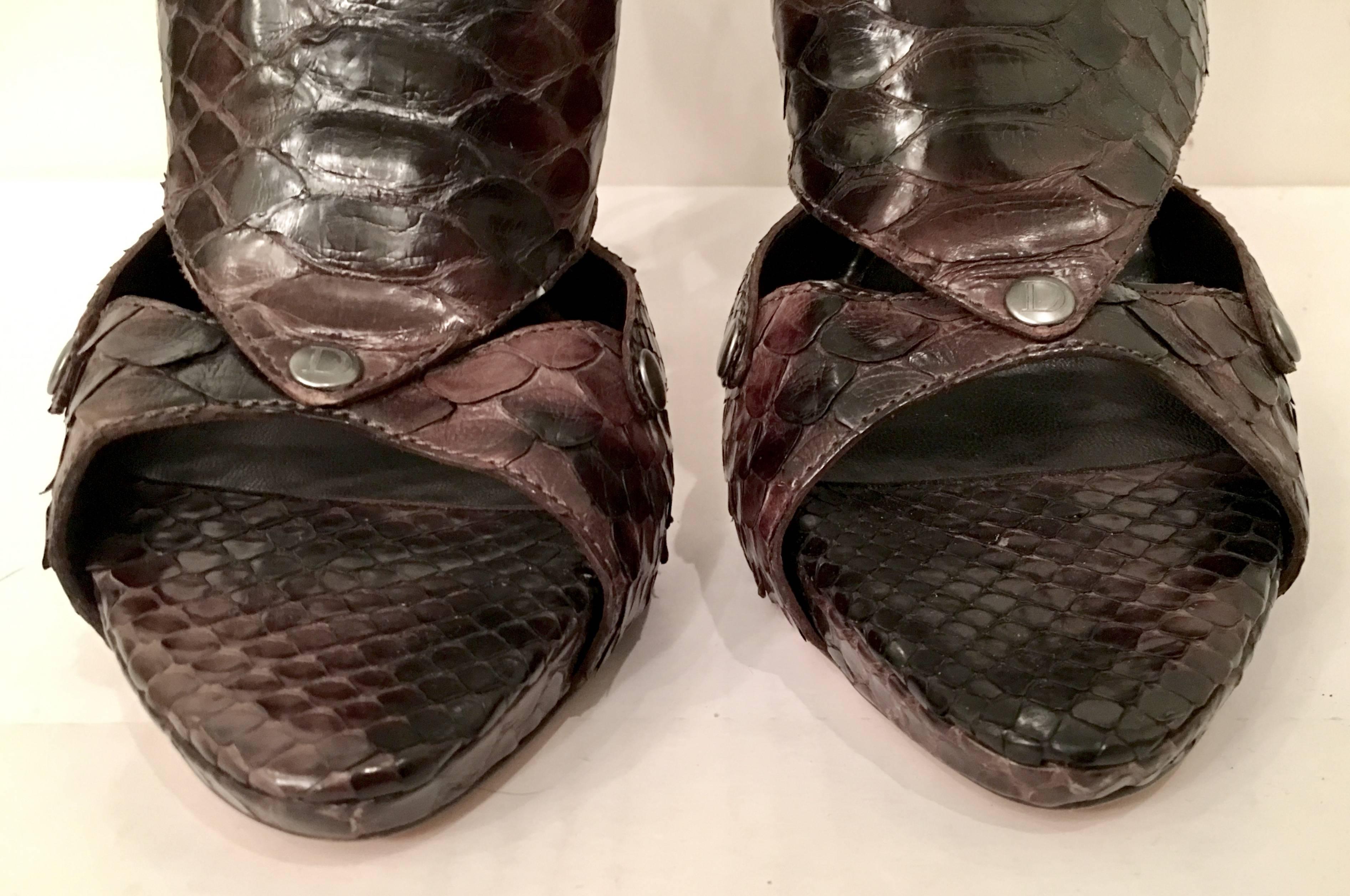 Pair Of Christian Dior Python Platform Sandals 3