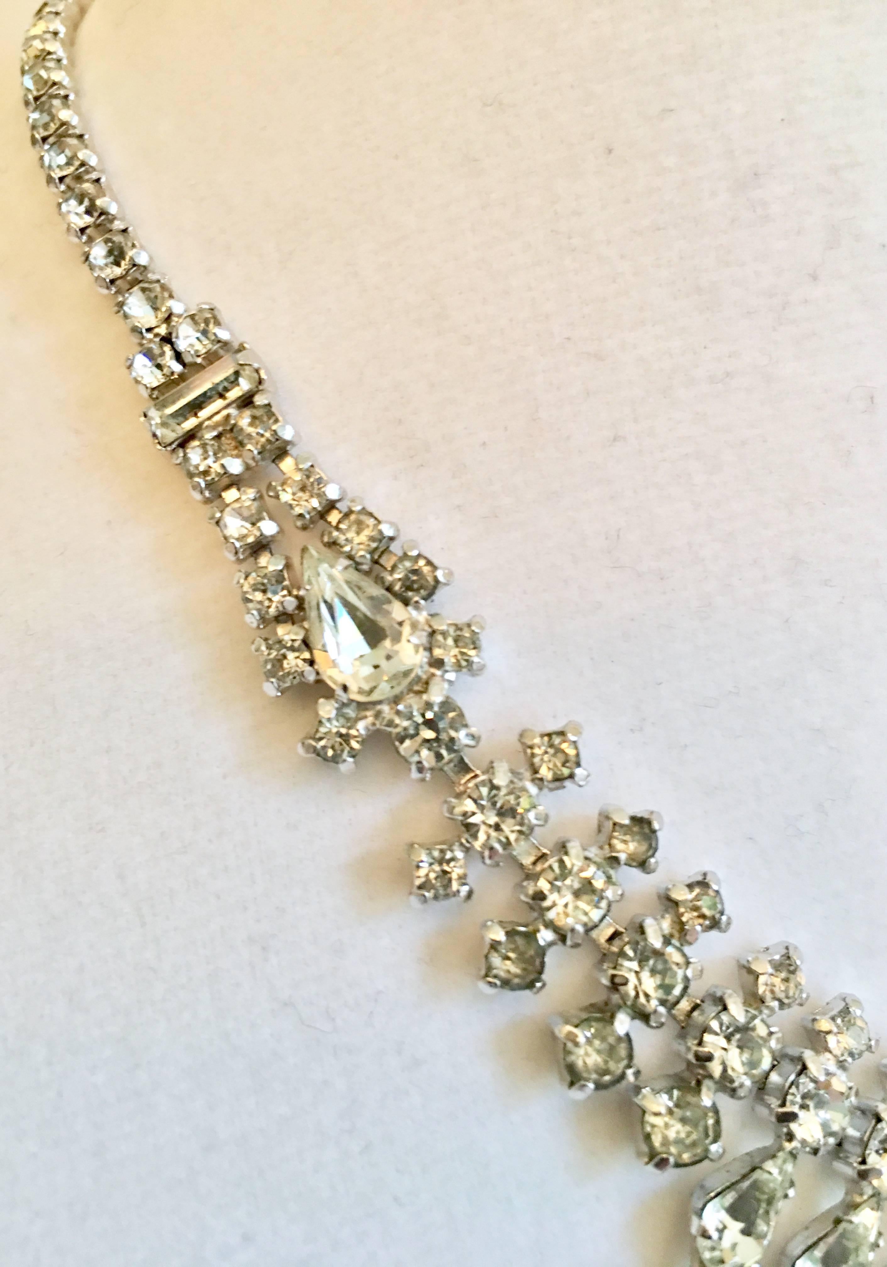 1960'S Silver & Austrian Crystal Choker Style Necklace By, Ledo 4