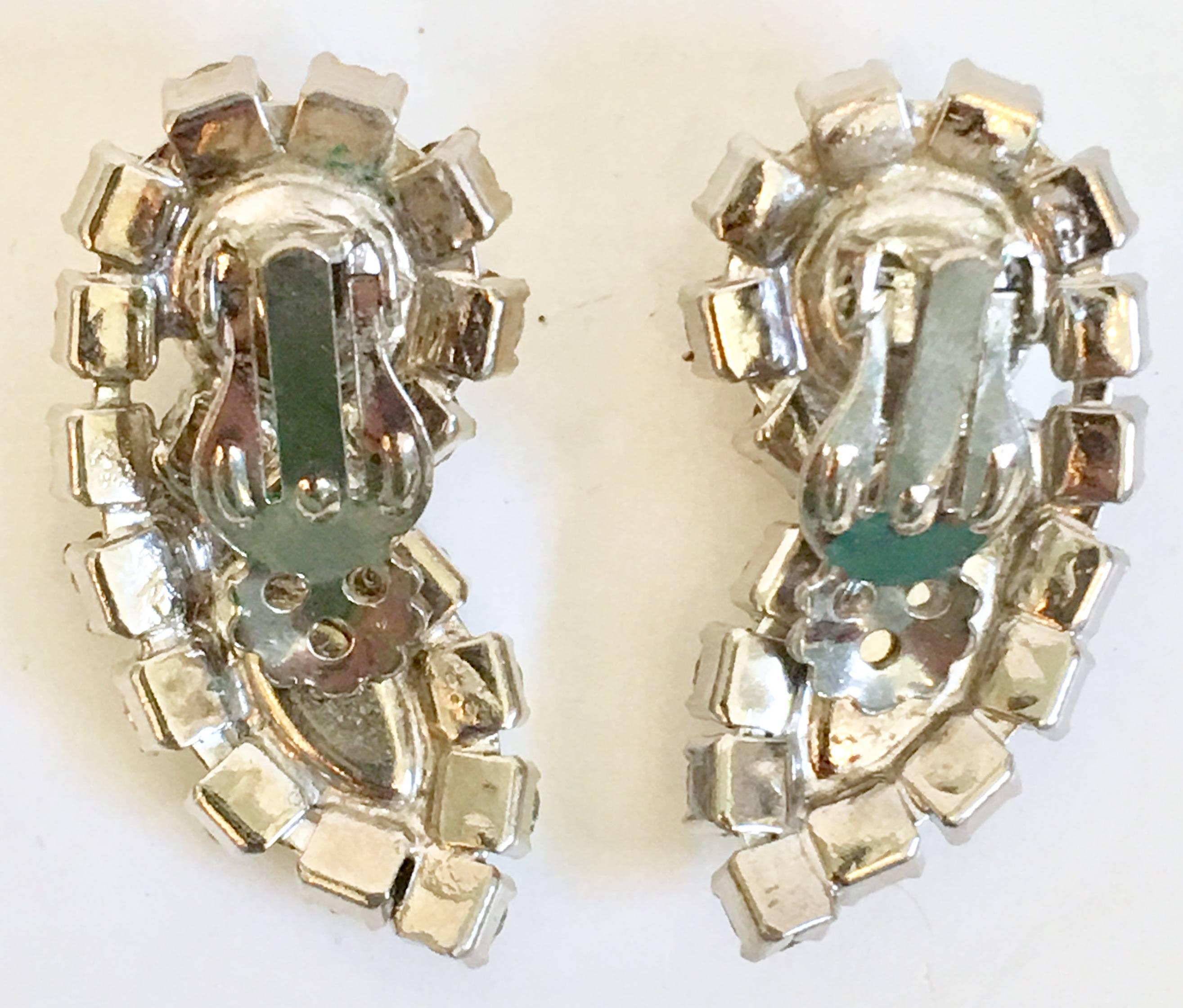 Mid-Century Austrian Crystal Clear Rhinestone Earrinngs 2