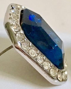Vintage Kenneth J Lane Blue Sapphire & Diamond Earrings