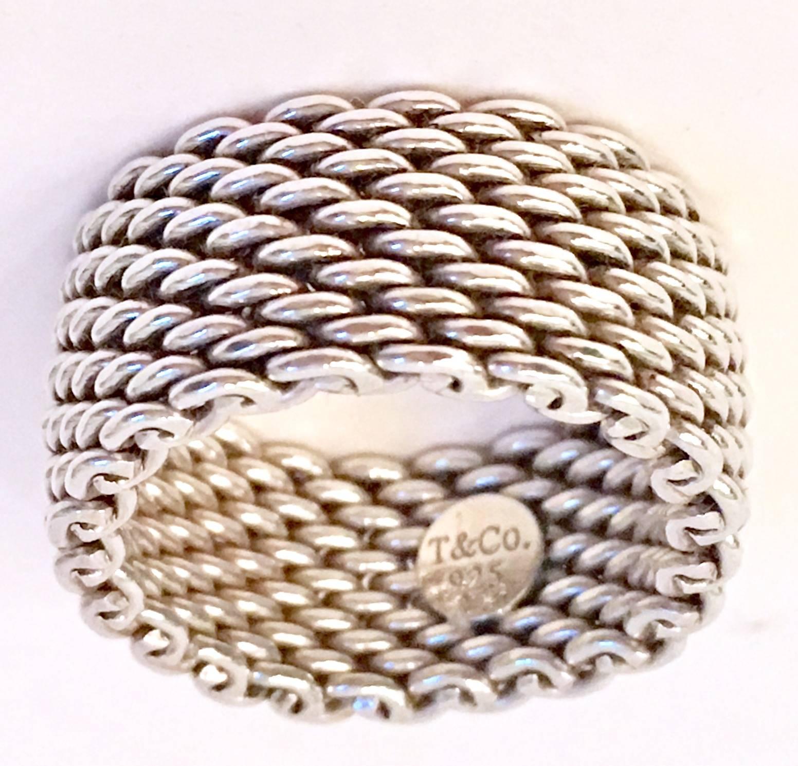 Modern Tiffany Sterling Silver Mesh Ring 1
