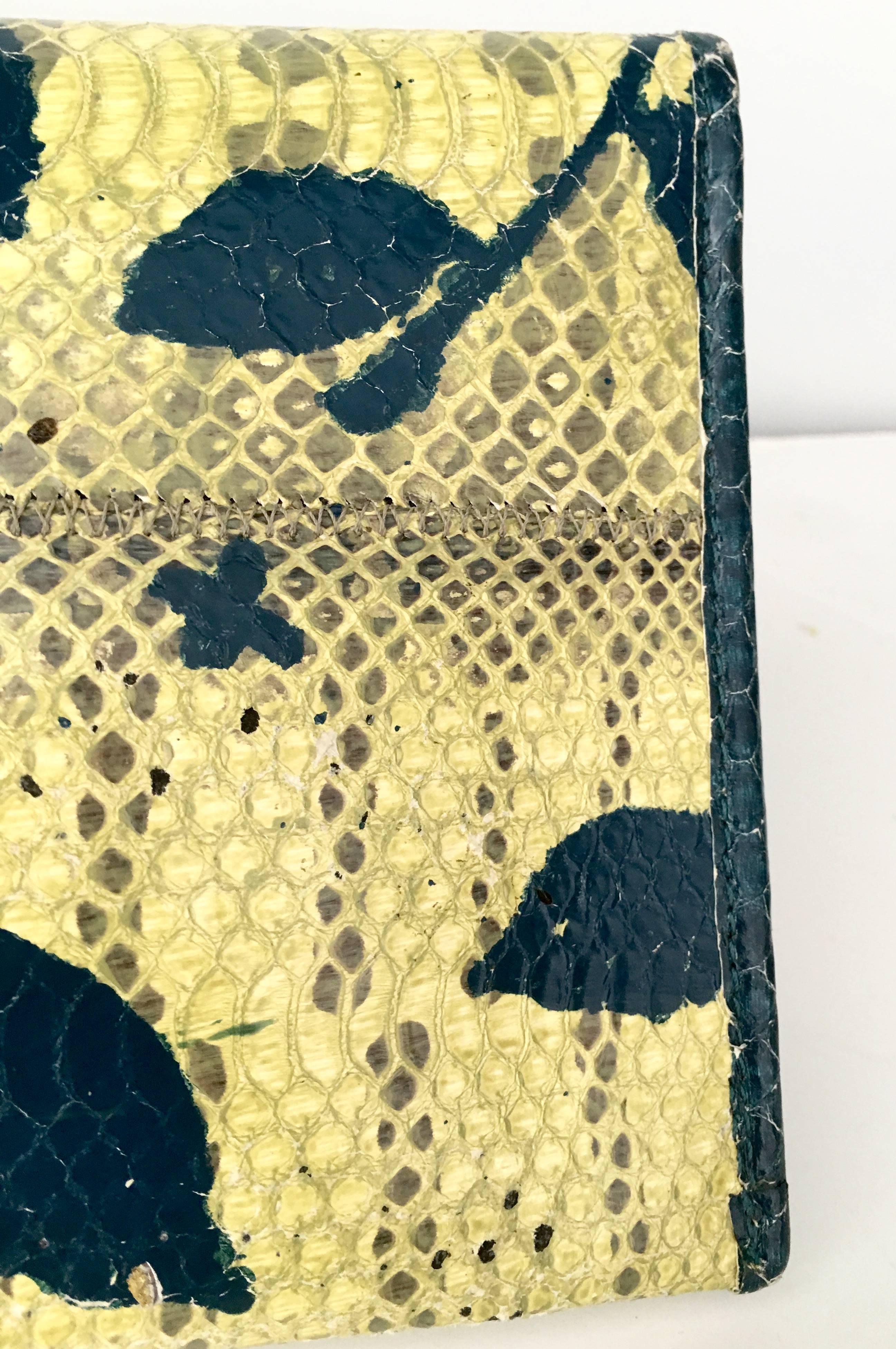 Women's or Men's Vintage Carlos Falchi Hand-Painted Python Skin Clutch Handbag