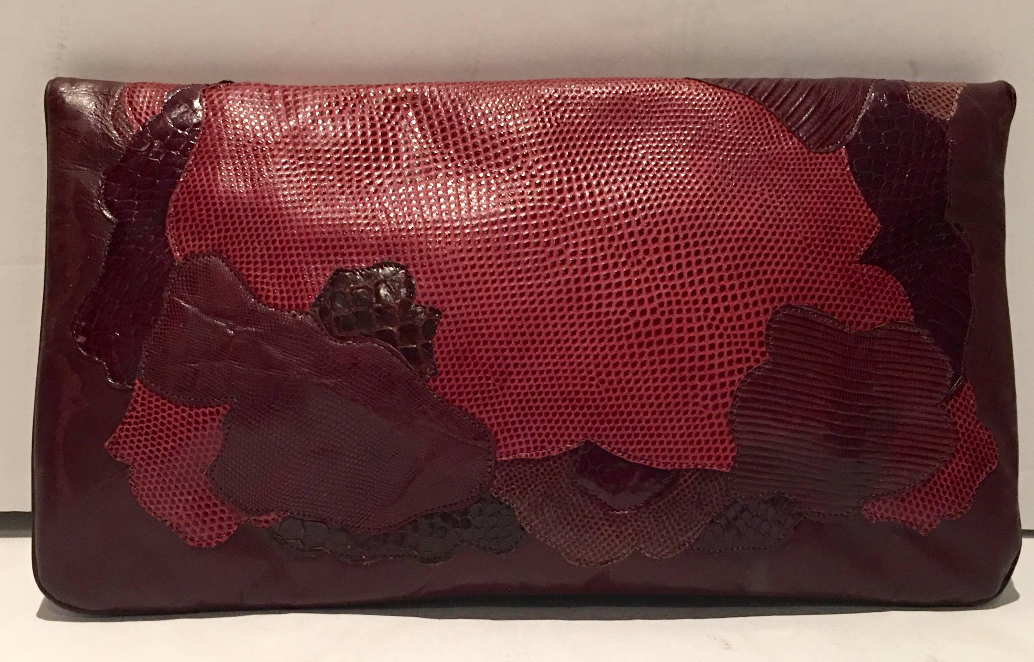 Women's or Men's 20th Century Italian Exotic Leather Patchwork Clutch Hand Bag By, Carlos Fiori