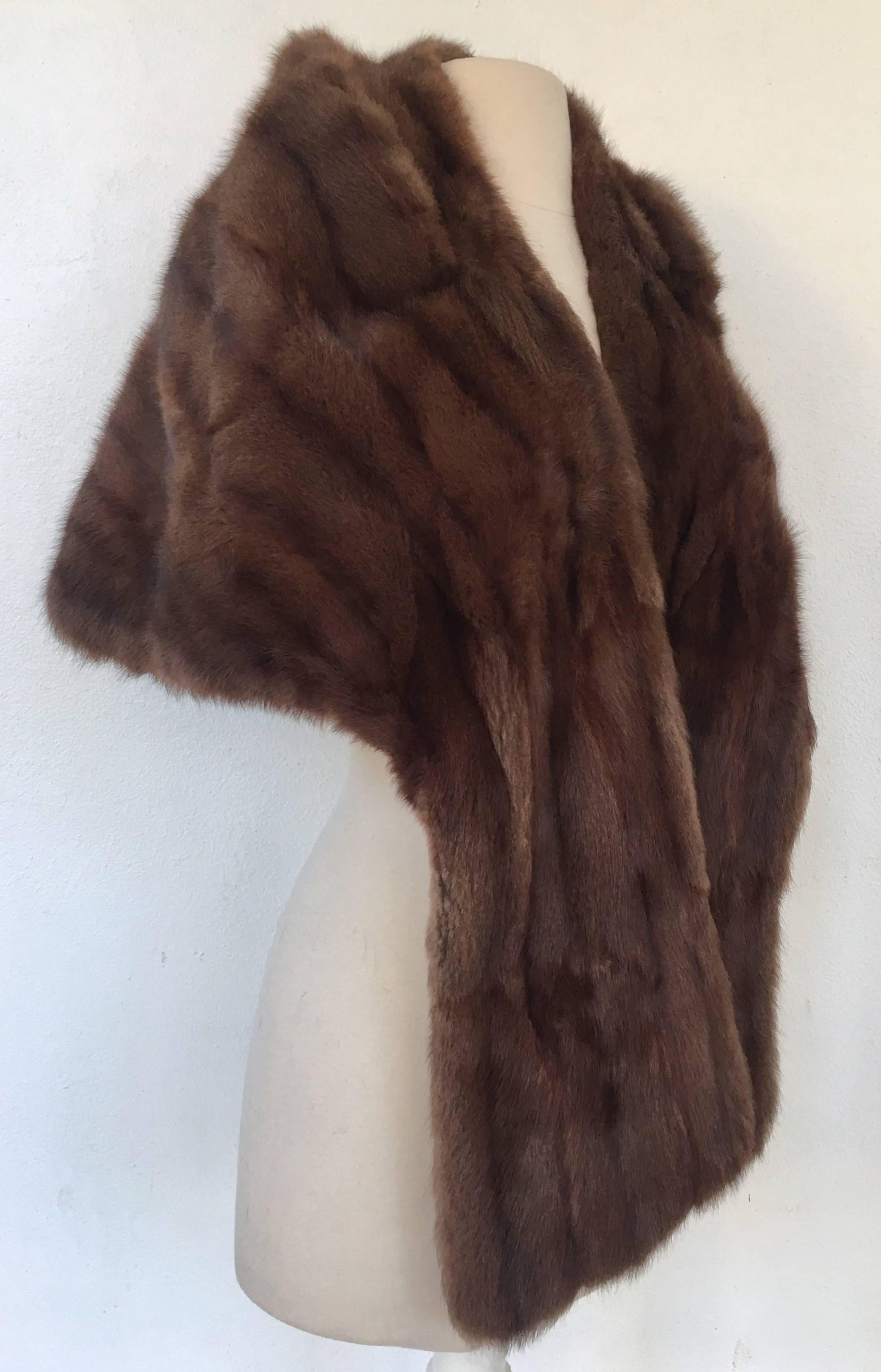 1960'S Gorgeous Chocolate Brown Rabbit Fur Stole-Capelet By, Wurzburg Furriers Of Grand Rapids. This well preserved stole or capelet features two side pockets is fully lined and has the original furrier tag in tact. One Size, fits like a medium.