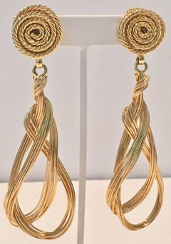90'S St. John Gold Plate Wire & Twist Rope Statement Earrings