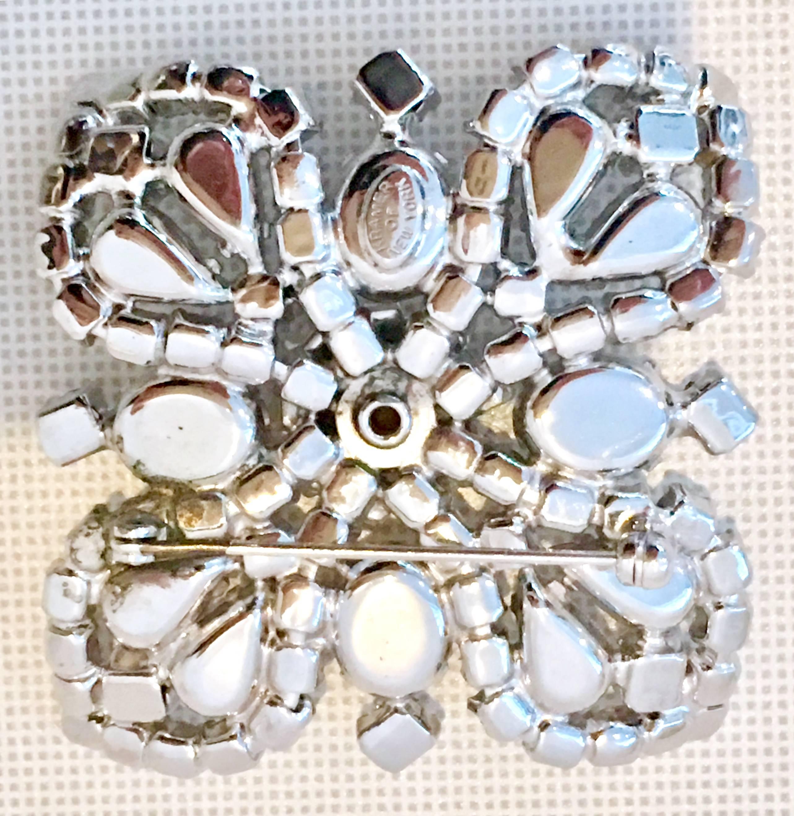 1960'S Kramer Of New York Swarovski Crystal & Silver Butterfly Brooch 2