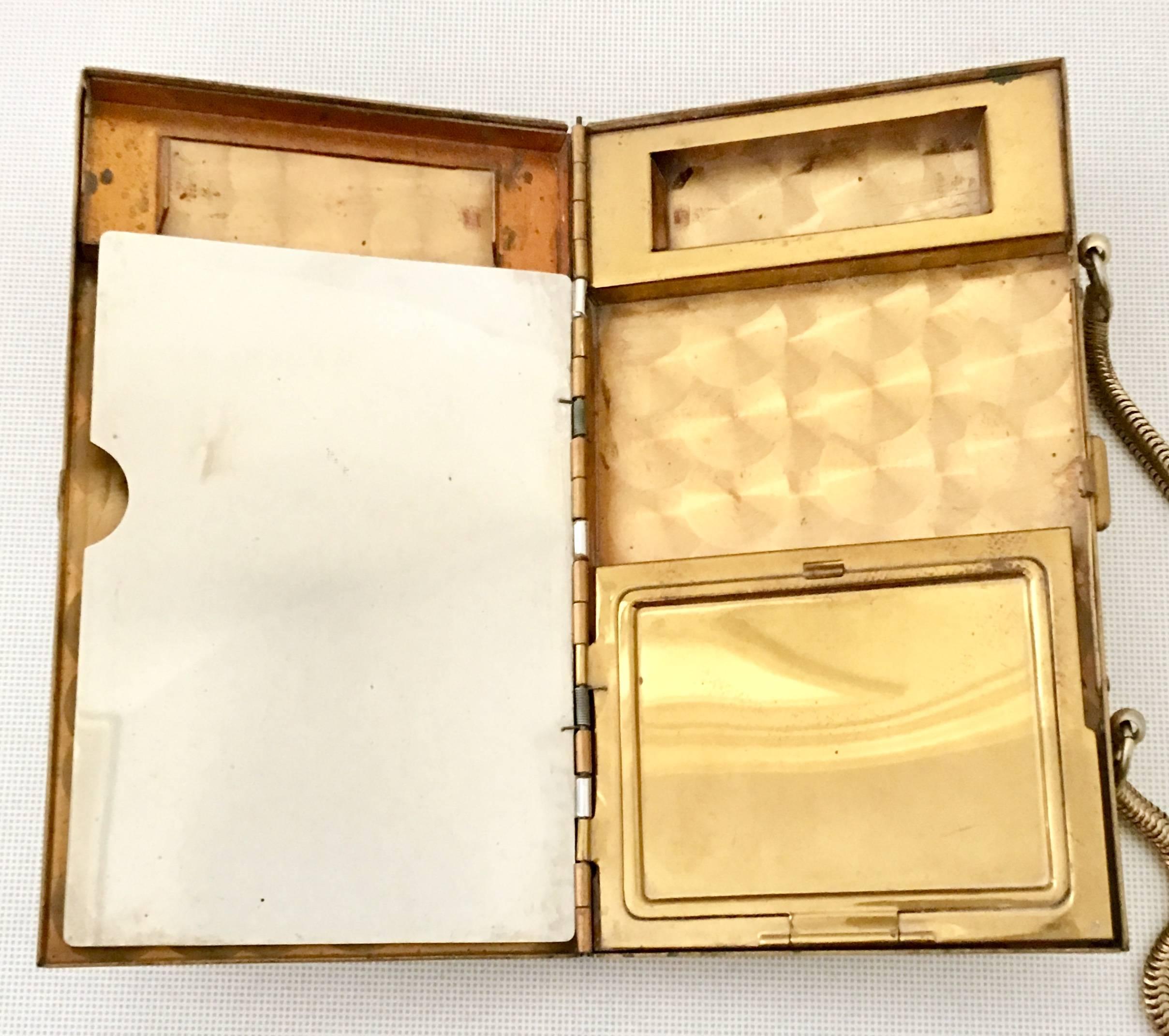 1940'S Mother Of Pearl and Brass Double Sided Minaudiere Compact 1