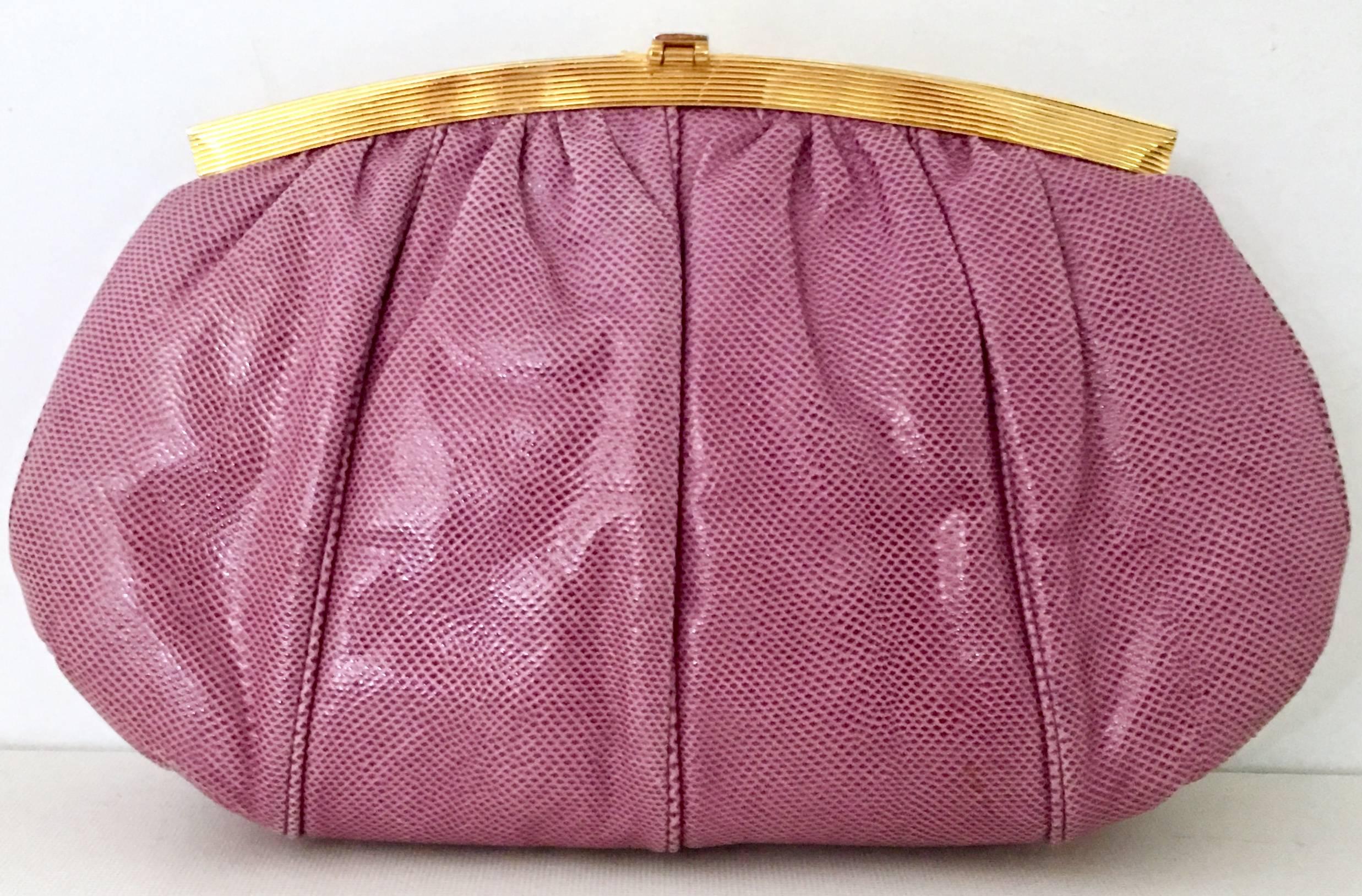 Pink Judith Leiber Lavender Python & Gold Amethyst Hand Bag
