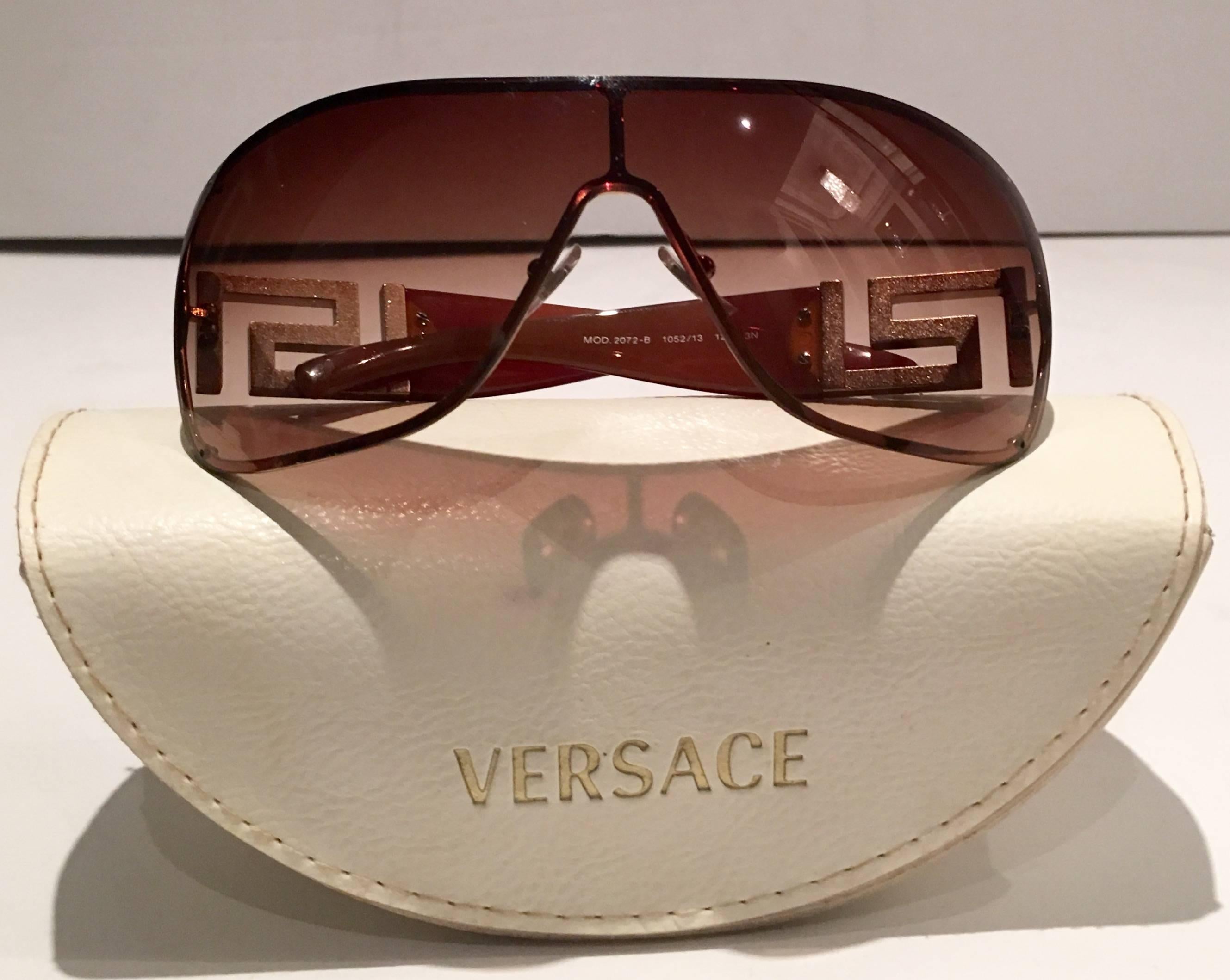 Contemporary Versace Crystal Embelisshed Greek Key Sunglasses In Excellent Condition In West Palm Beach, FL