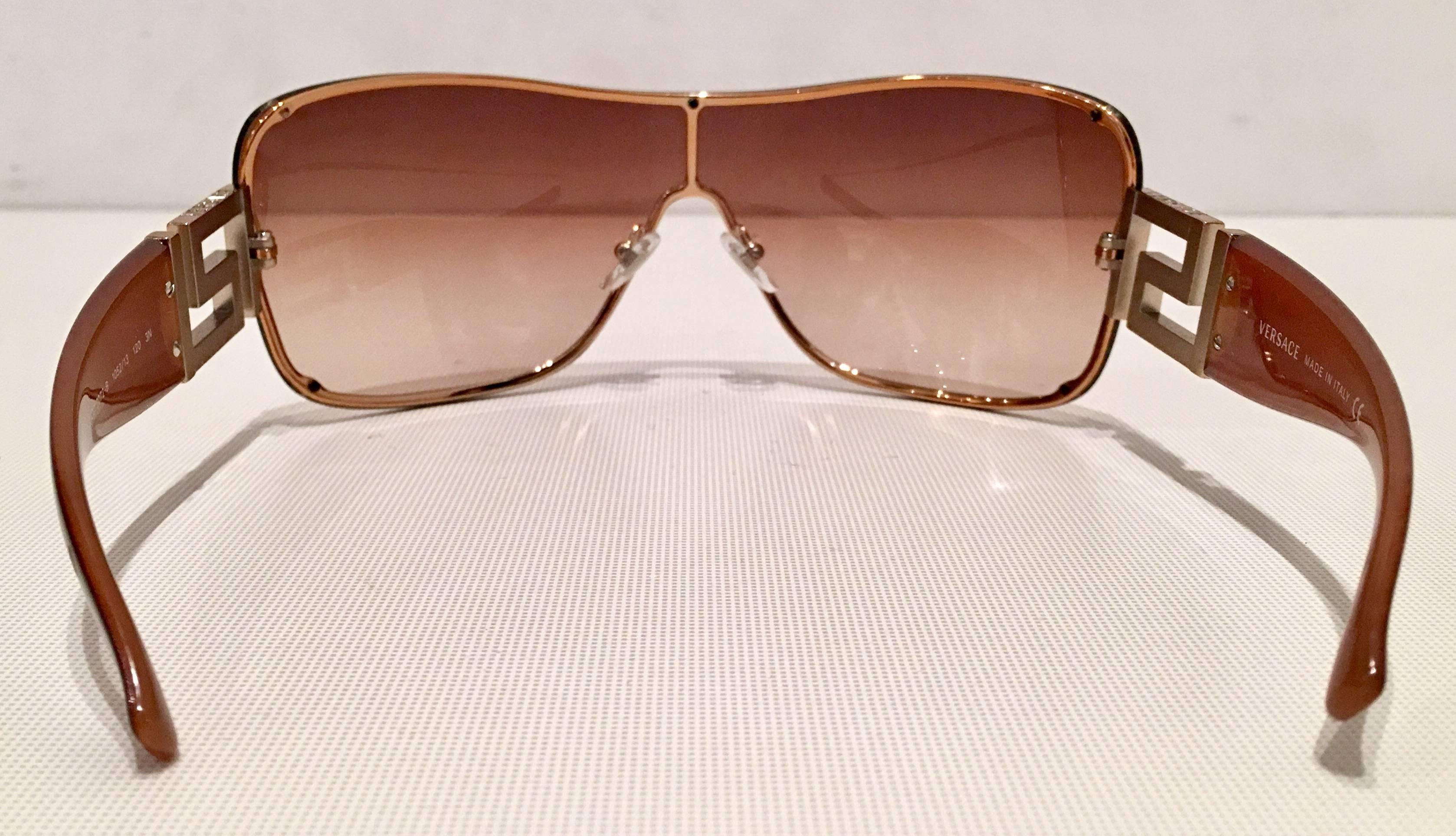 Women's or Men's Contemporary Versace Crystal Embelisshed Greek Key Sunglasses