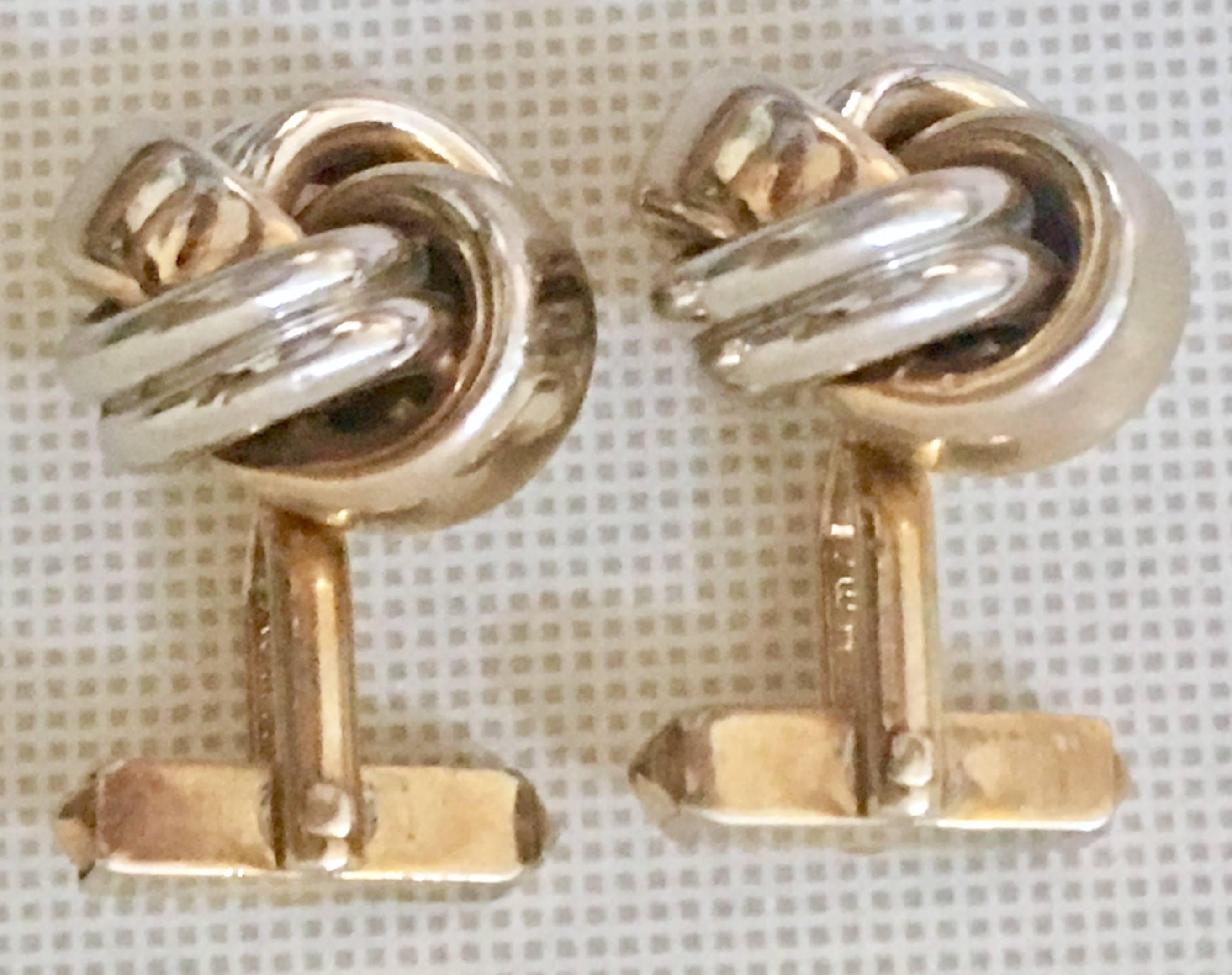 20th Century Pair Of Two-Tone, silver & gold Rhodium plated 