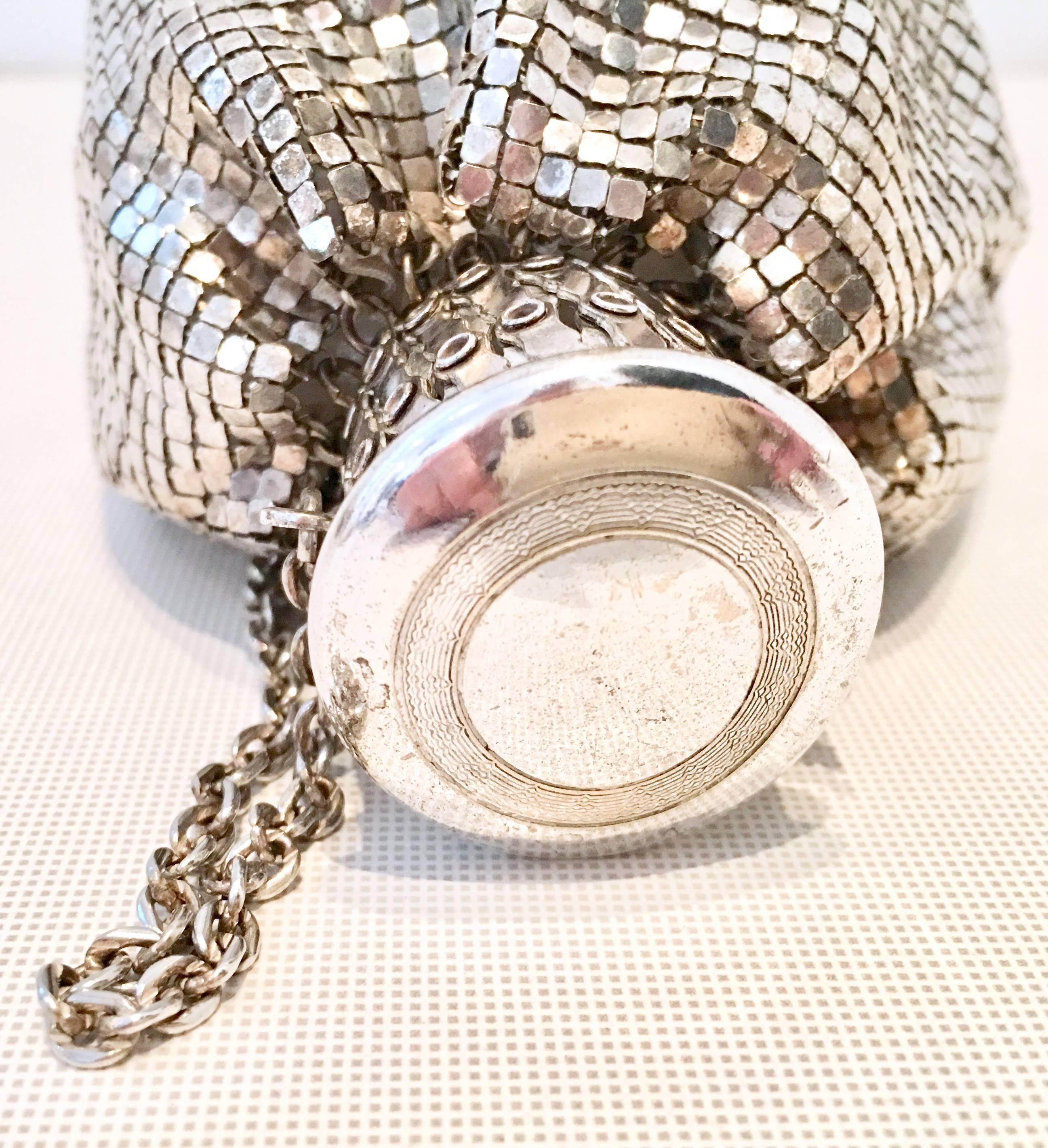 Women's or Men's 20'S Whiting & Davis Art Deco Silver Metal Mesh Wristlet Evening Bag