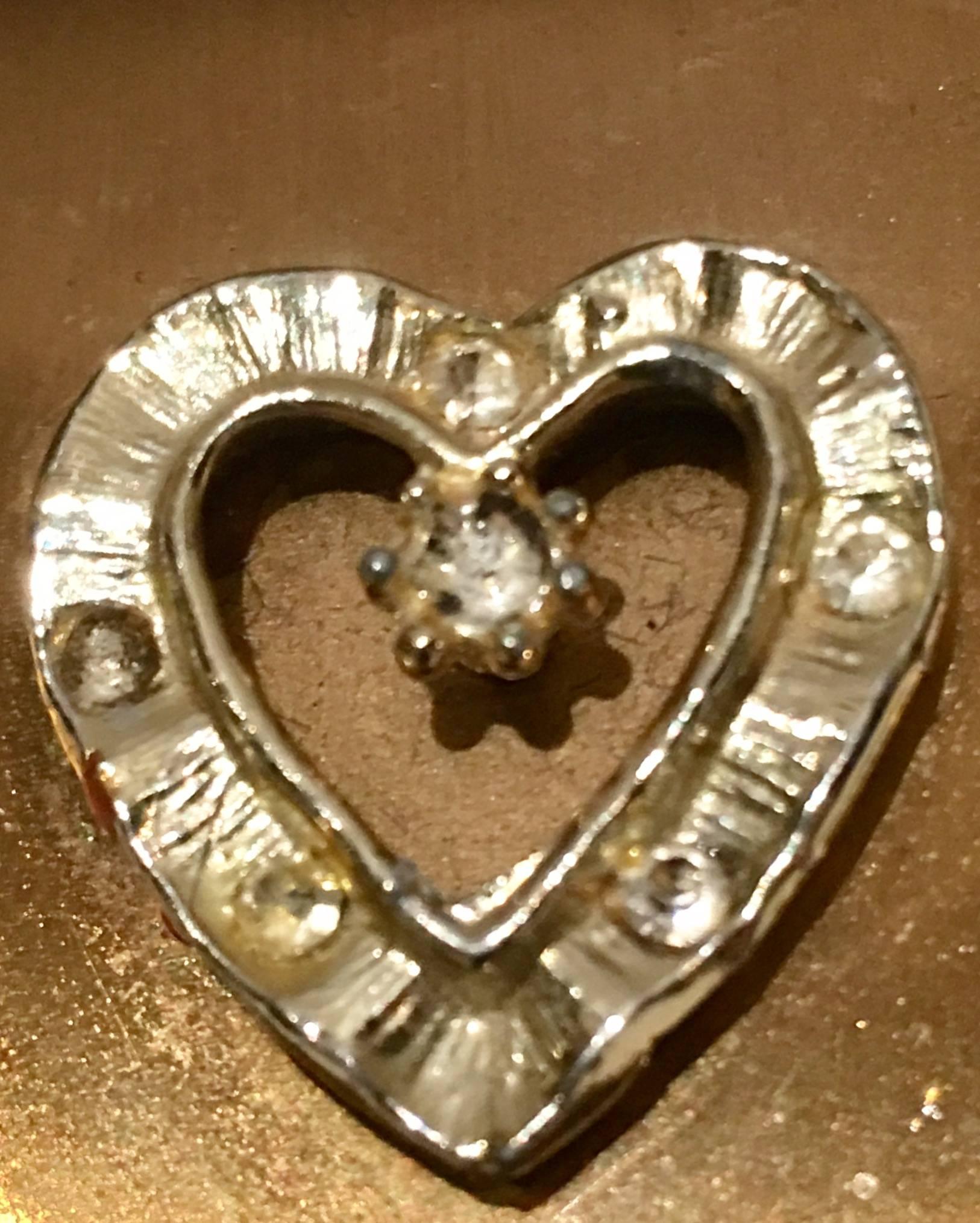 Women's or Men's 1950'S Brass Heart Locket Music Box Pendant Necklace