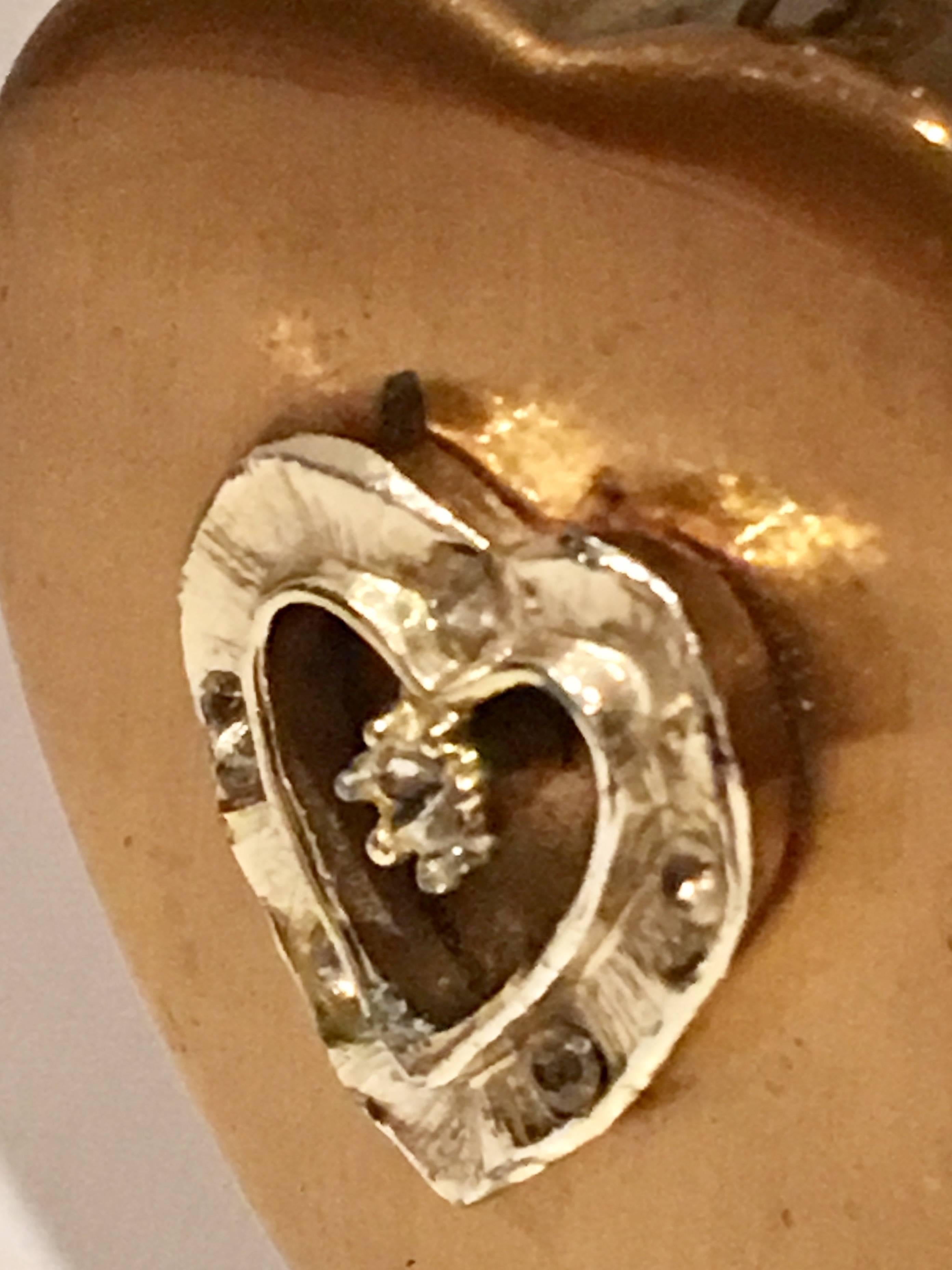 1950'S Brass Heart Locket Music Box Pendant Necklace In Excellent Condition In West Palm Beach, FL