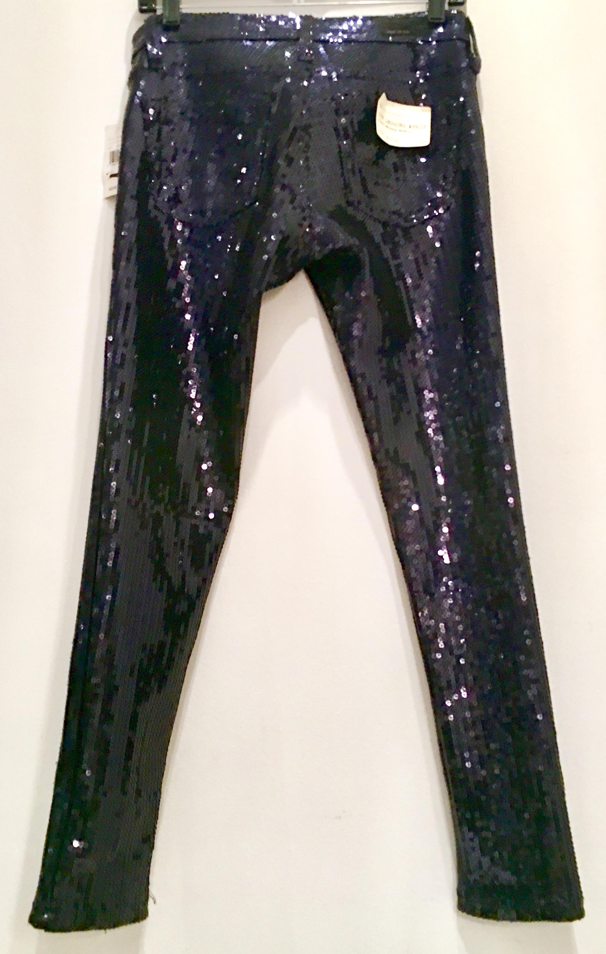 Contemporary & New, Navy Blue Sequin Jeans By Adriano Goldschmied., Size 28.  Super sleek and finely crafted these 