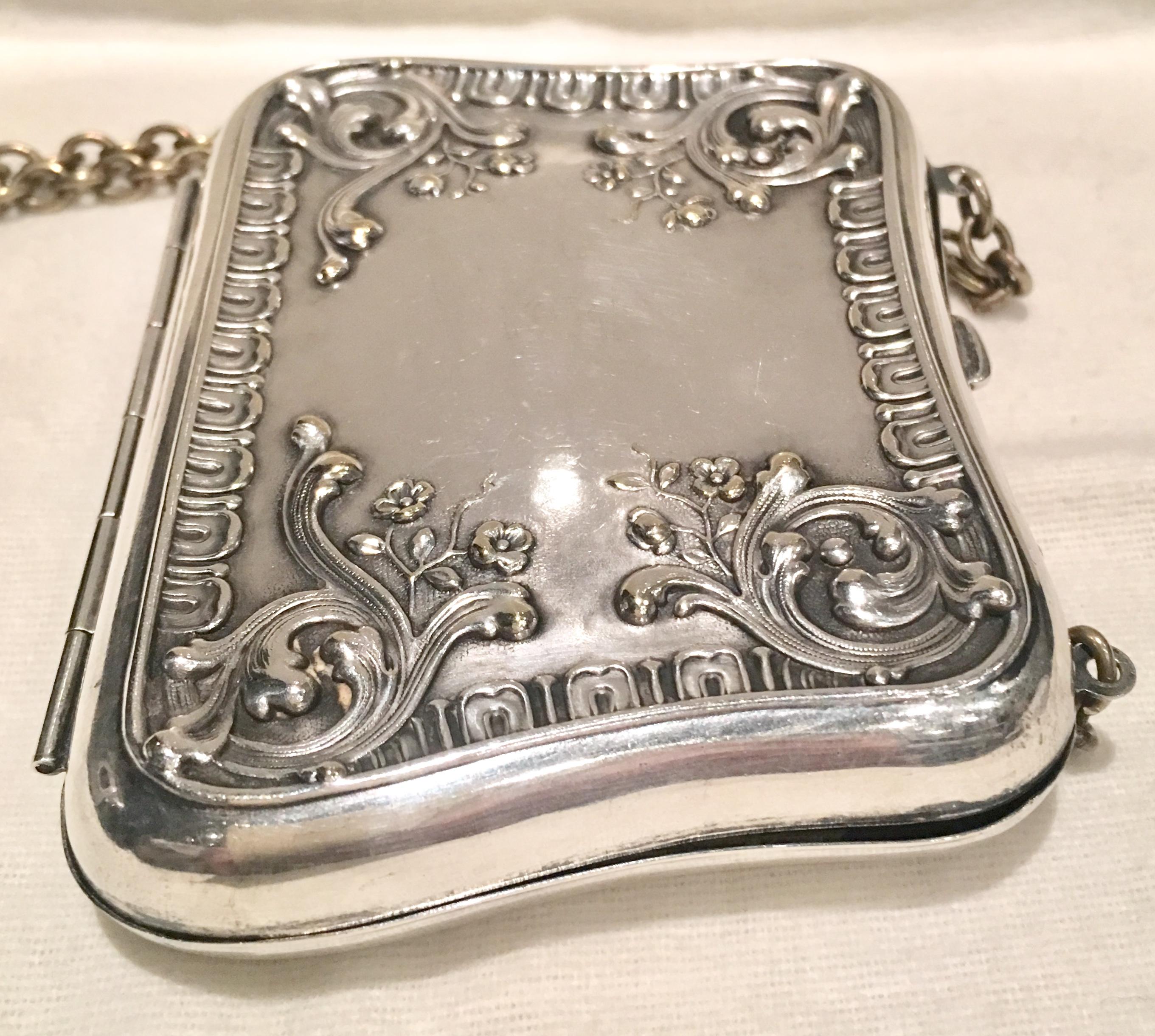 antique silver purse with chain