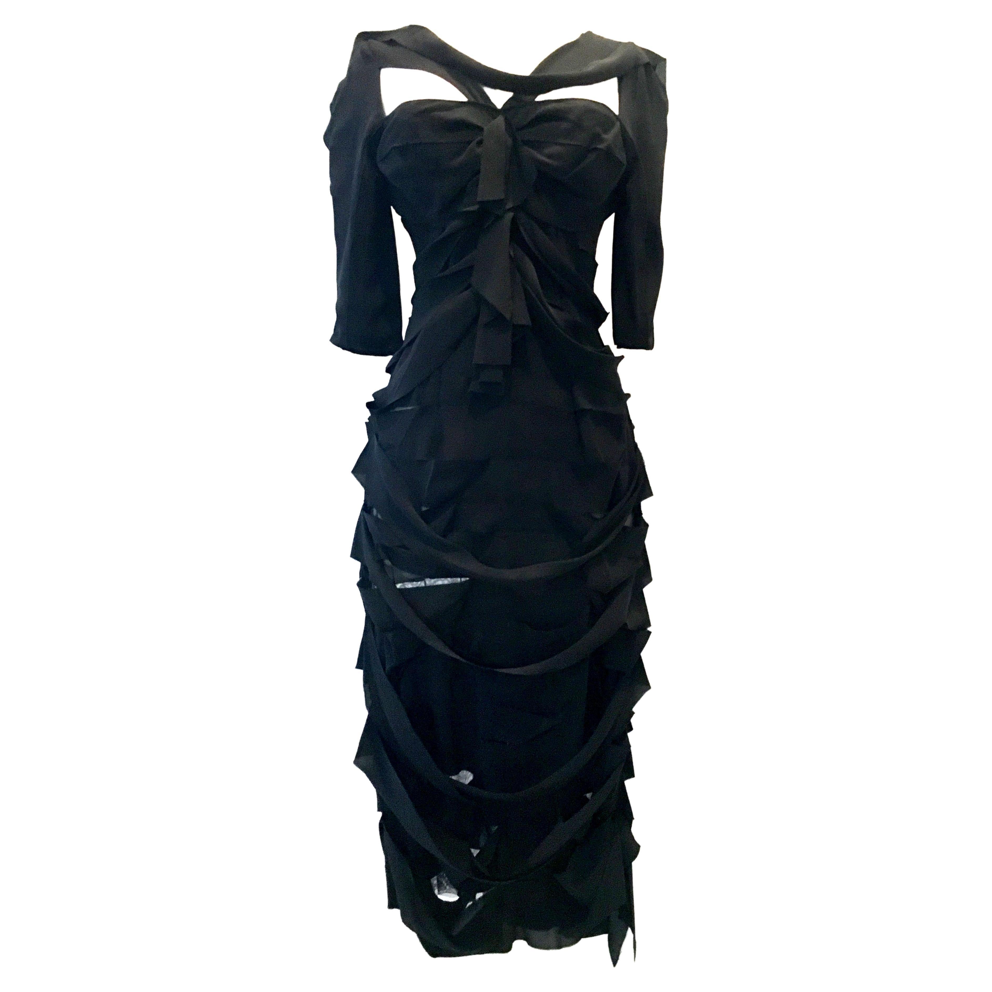 21st Century & New Black Silk Dress By, Nina Ricci Paris For Sale
