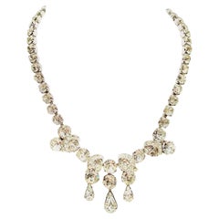 1950'S Silver & Swarovski Crystal Choker Style Necklace By, Eisenberg