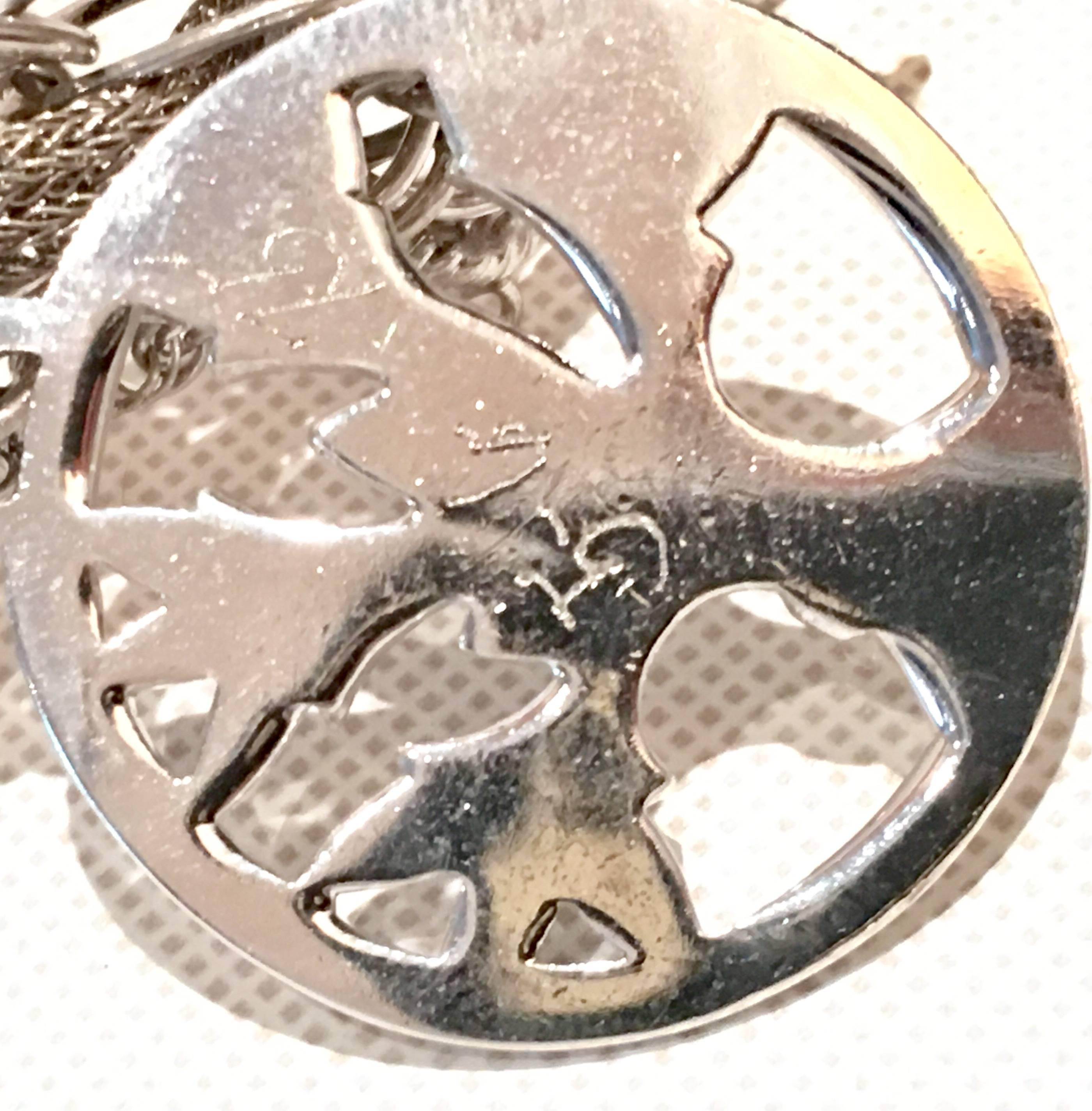 1960s Italian Sterling Silver 13 Piece Charm Chain Link Bracelet 4