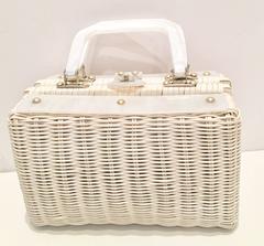 1960'S Wicker & Lucite Hong Kong Handbag