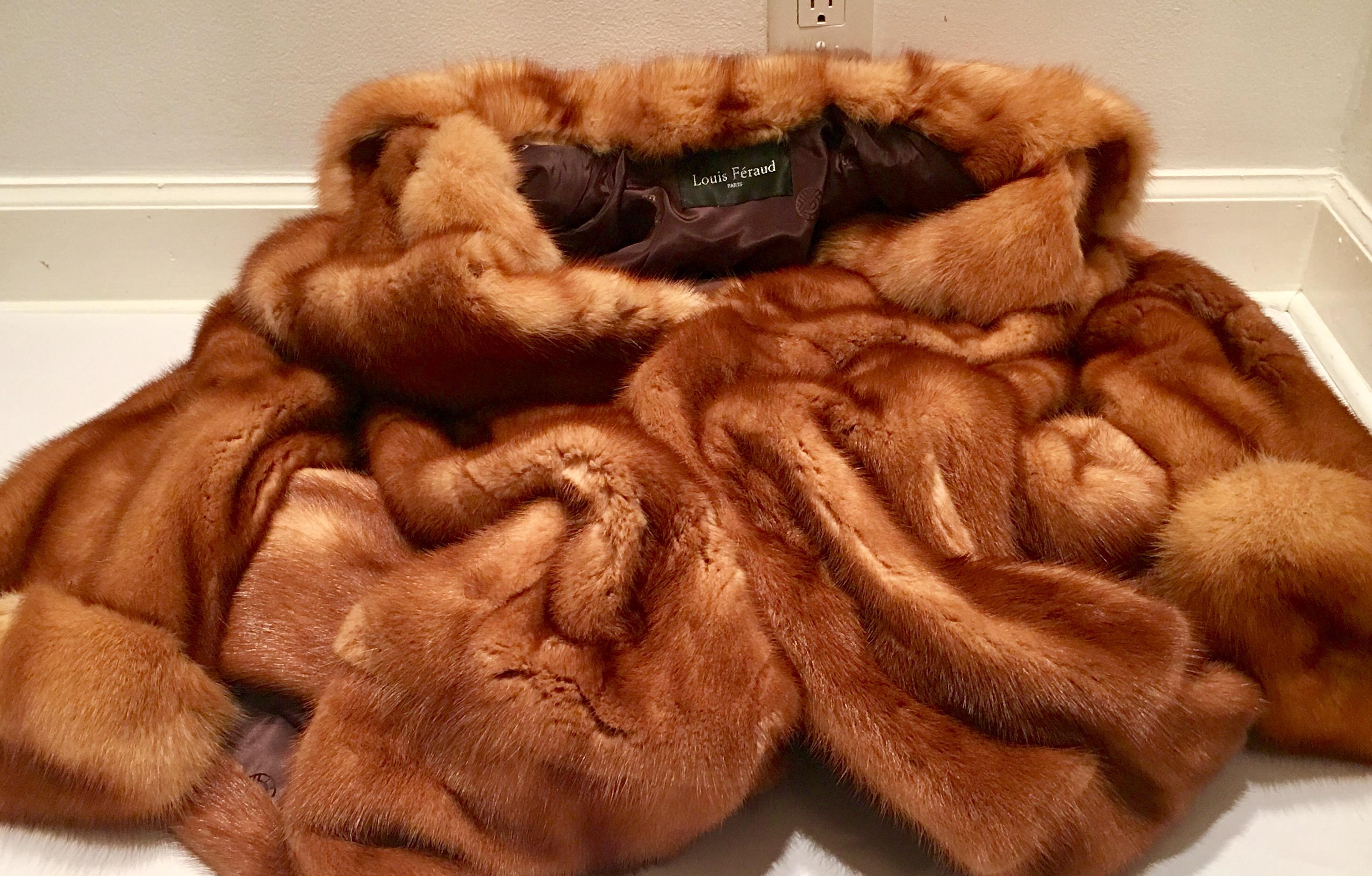 Contemporary Louis Feraud Paris Fine Whiskey Dyed Mink Swing Duster Fur Coat 4