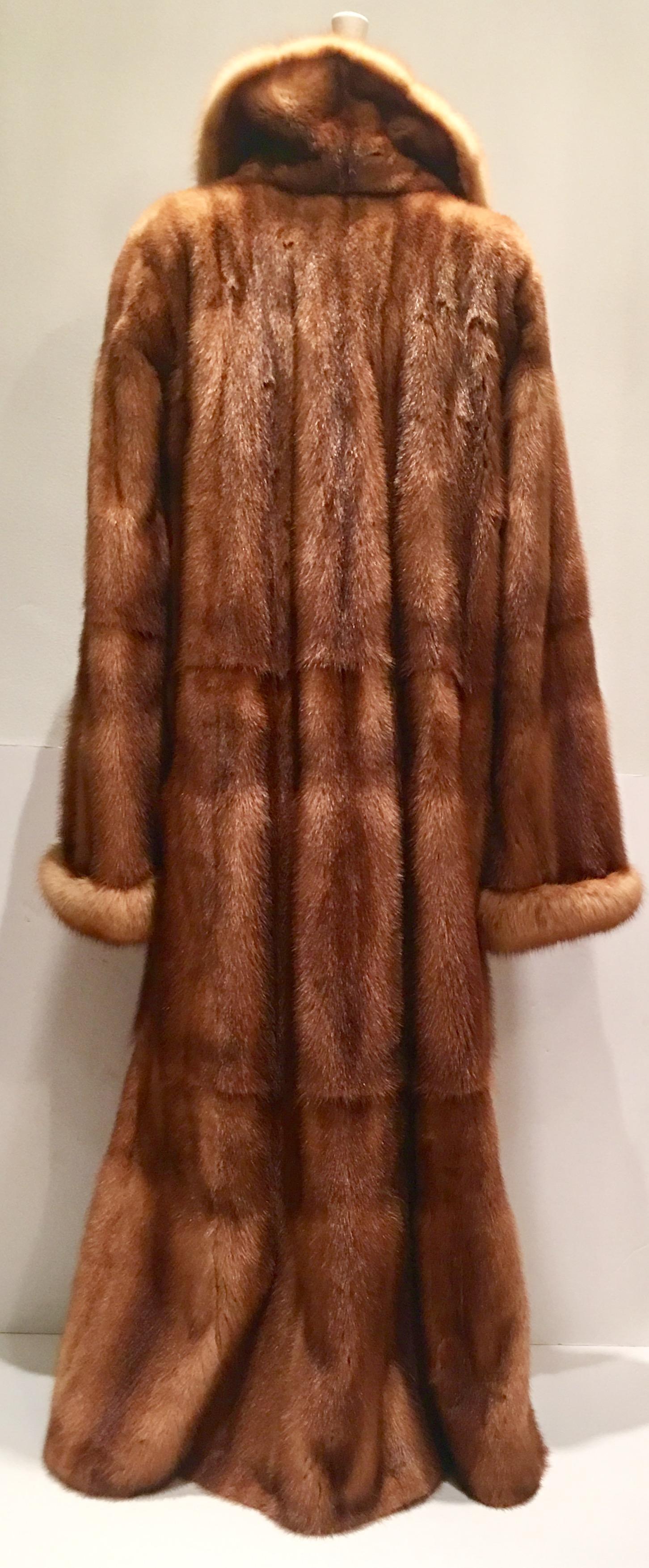Brown Contemporary Louis Feraud Paris Fine Whiskey Dyed Mink Swing Duster Fur Coat