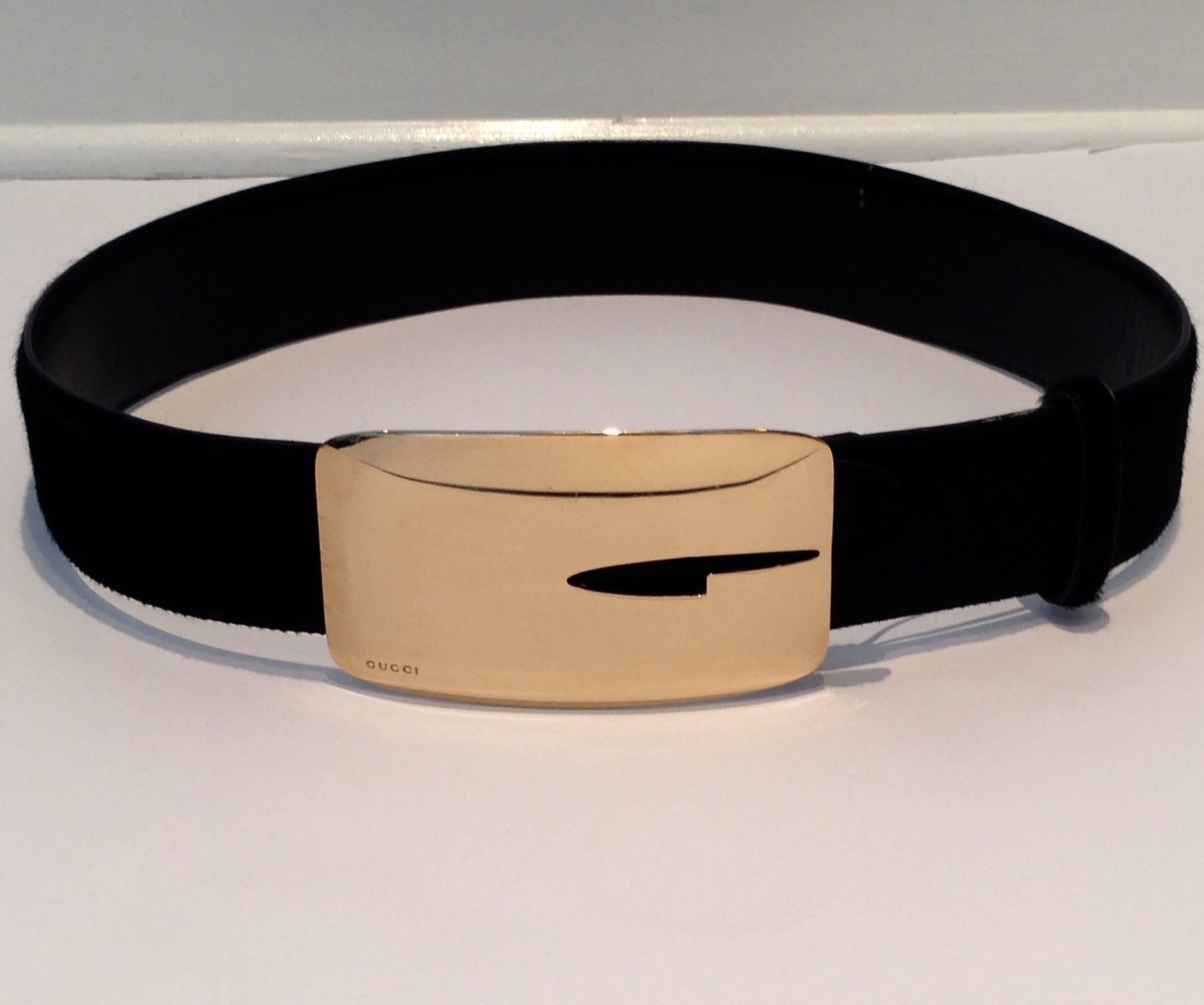 1980'S Gucci by, Tom Ford Black Pony Hair Strap & Gold Plated 