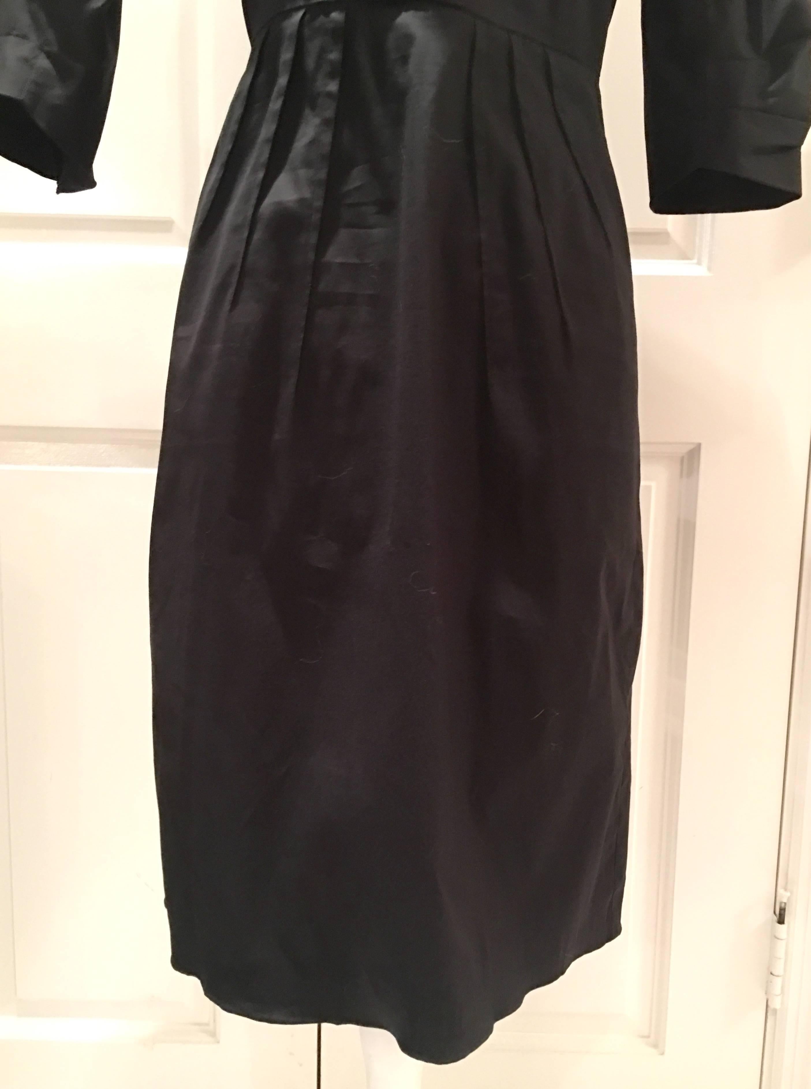 Women's or Men's Prada Milano Black Ruffle V-Neck Collar Cotton Dress