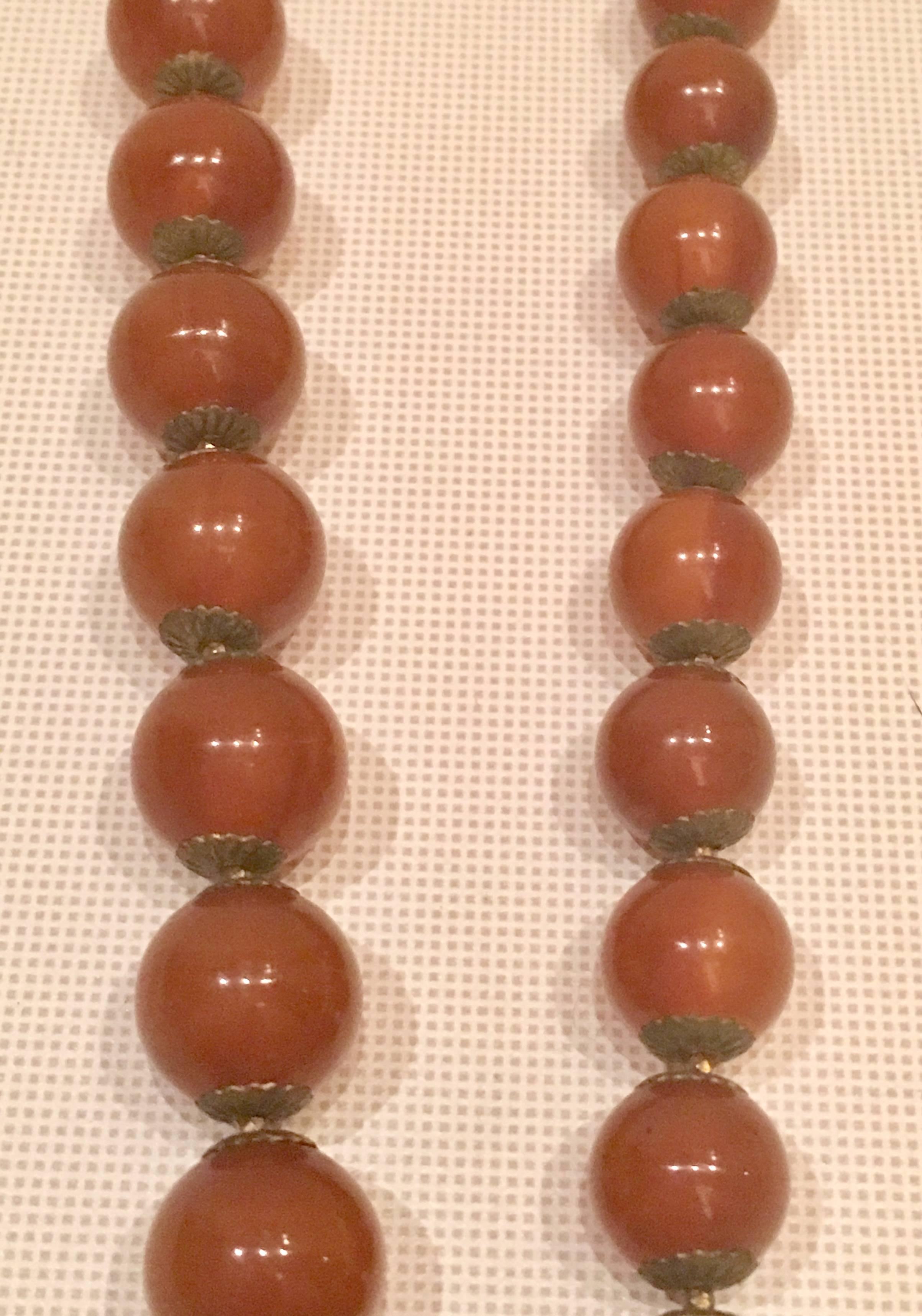 Miriam Haskell Amber & Russian Gold Glass Bead Choker Necklace 1