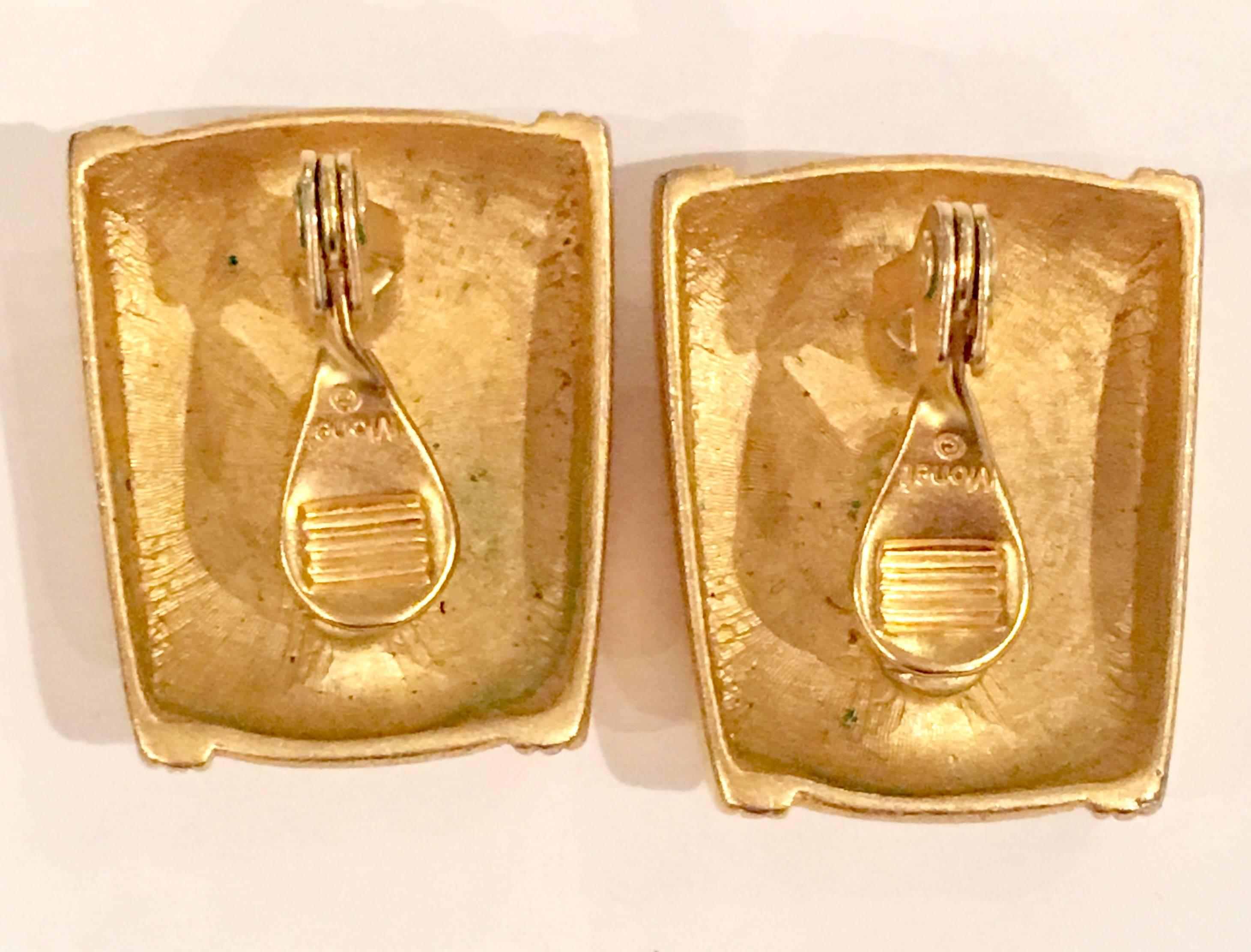 Monet Brushed Gold Etrusan Style Earrings 2