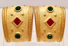 Monet Brushed Gold Etrusan Style Earrings