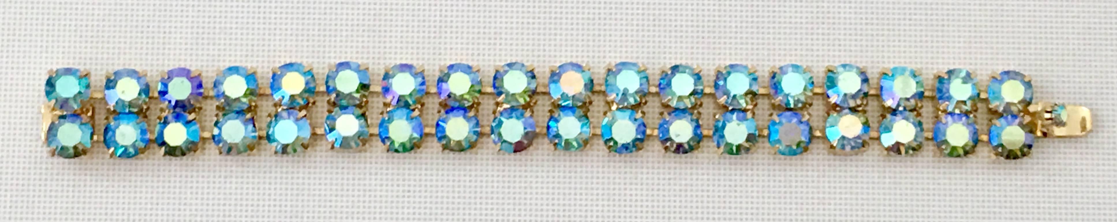 Women's 1970'S Austiran Crystal Aurora Borealis Link Bracelet
