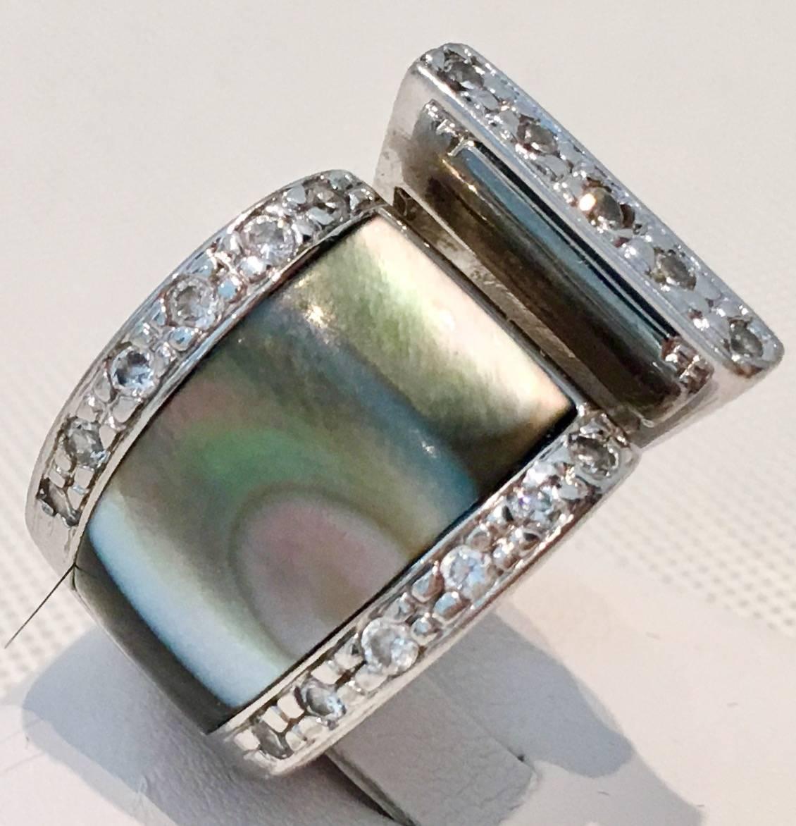 Sterling silver sale - Modern Sterling Silver and Pearl Wrap Ring