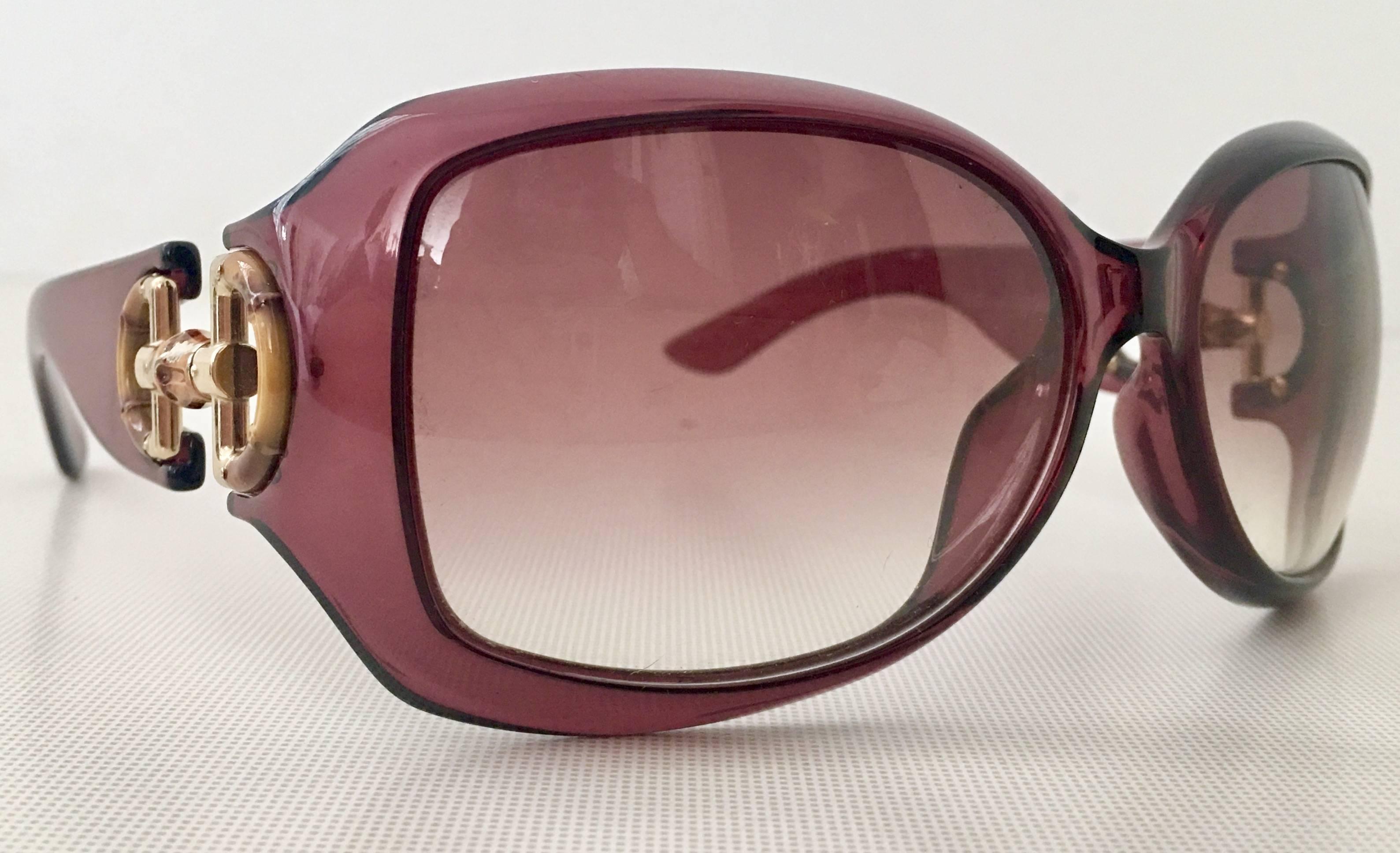 Gucci Amethyst Bamboo Horse Bit Oversized Sunglasses In Excellent Condition In West Palm Beach, FL