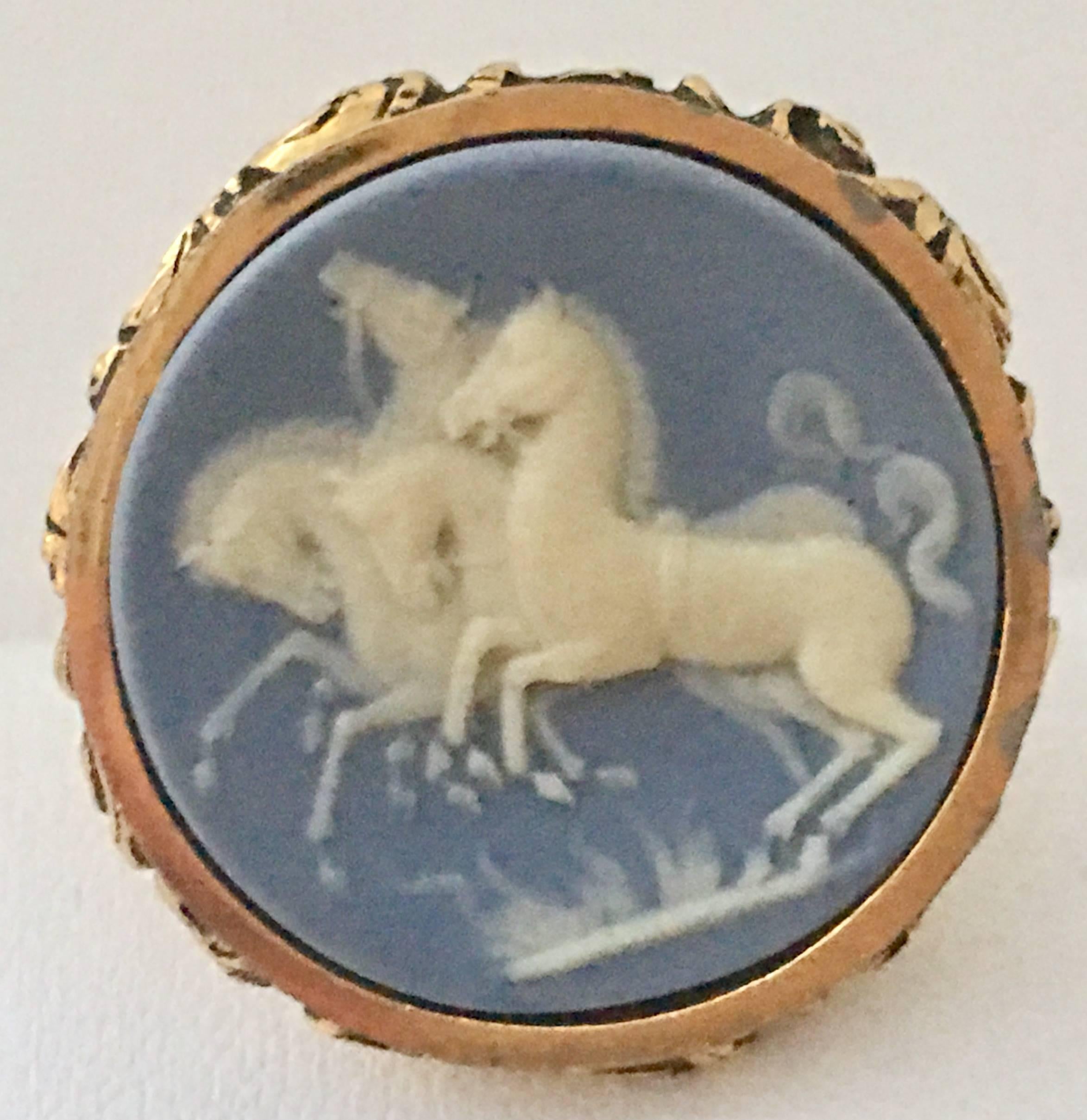 Mid-Century Gold Wedgwood Cameo Style Incolay 