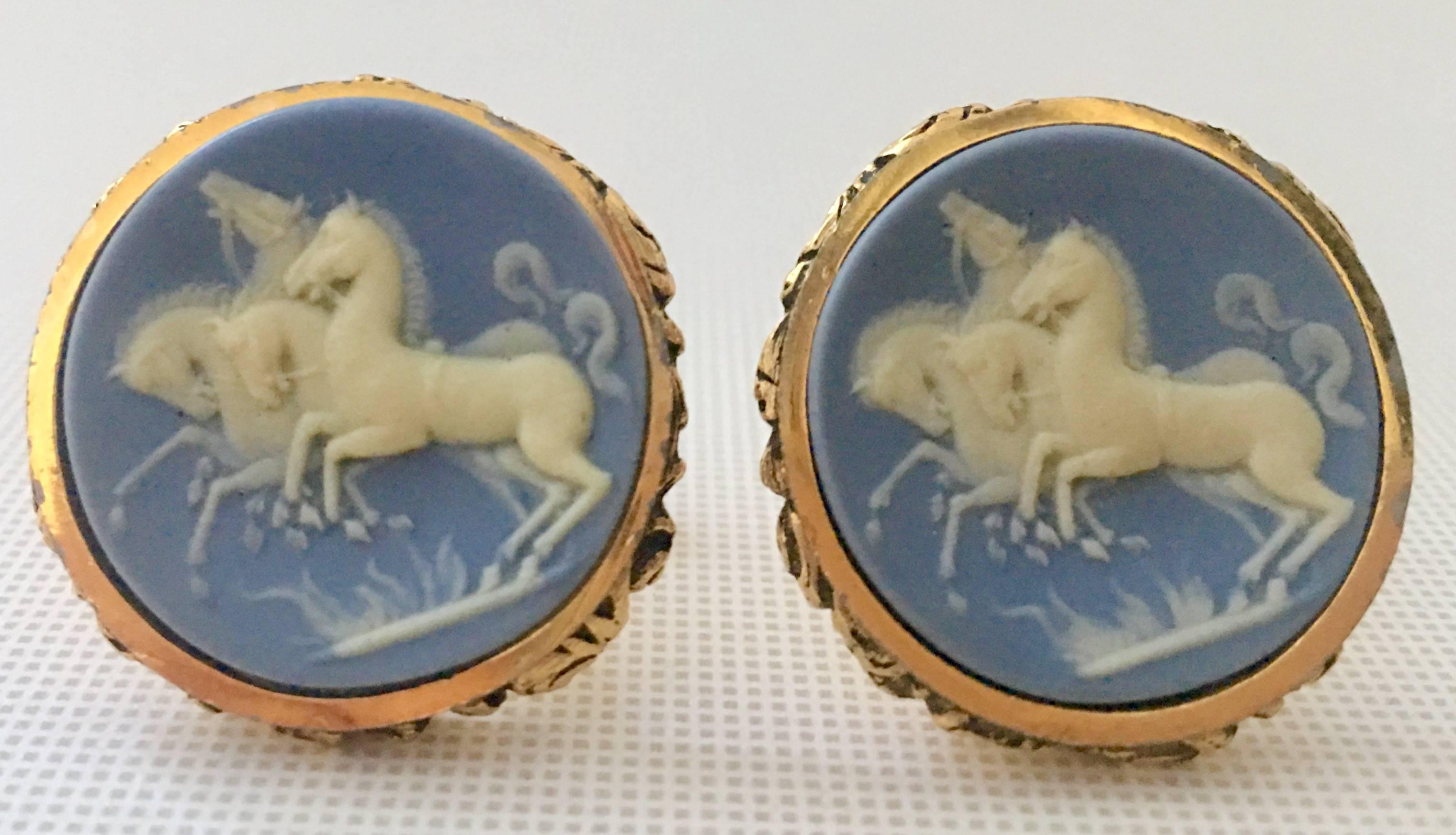 1950'S Gold Plate & Incolay Cameo Wedgwood Style 