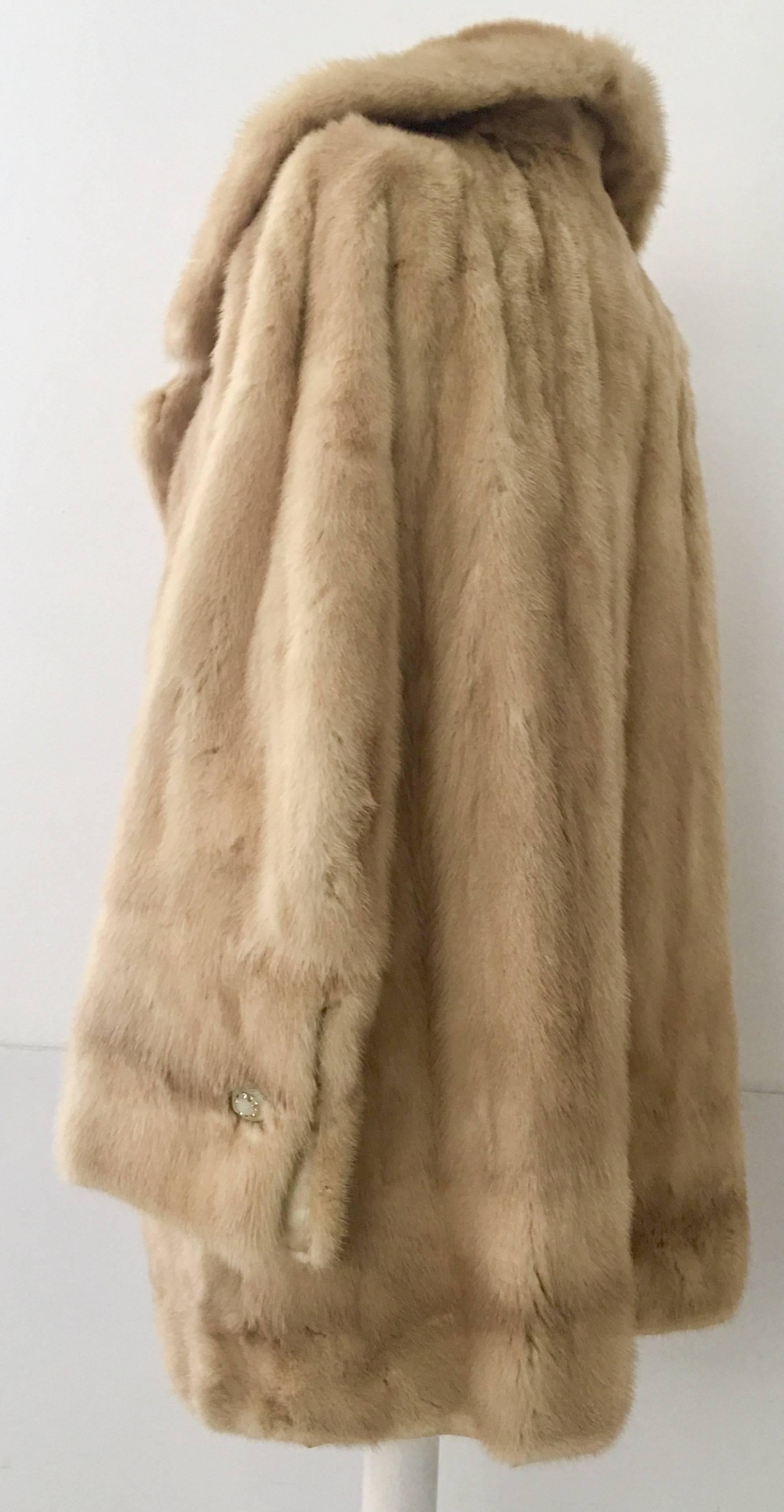 Brown Vintage Blonde Mink Fur Lucite & Austrian Crystal  Car Coat