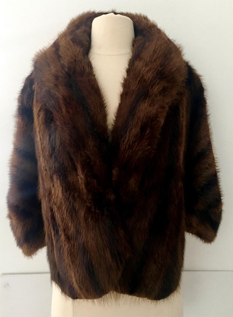 1960'S Chocolate and Black Mink Fur Capelet By, Joseph Noonan Furs For ...