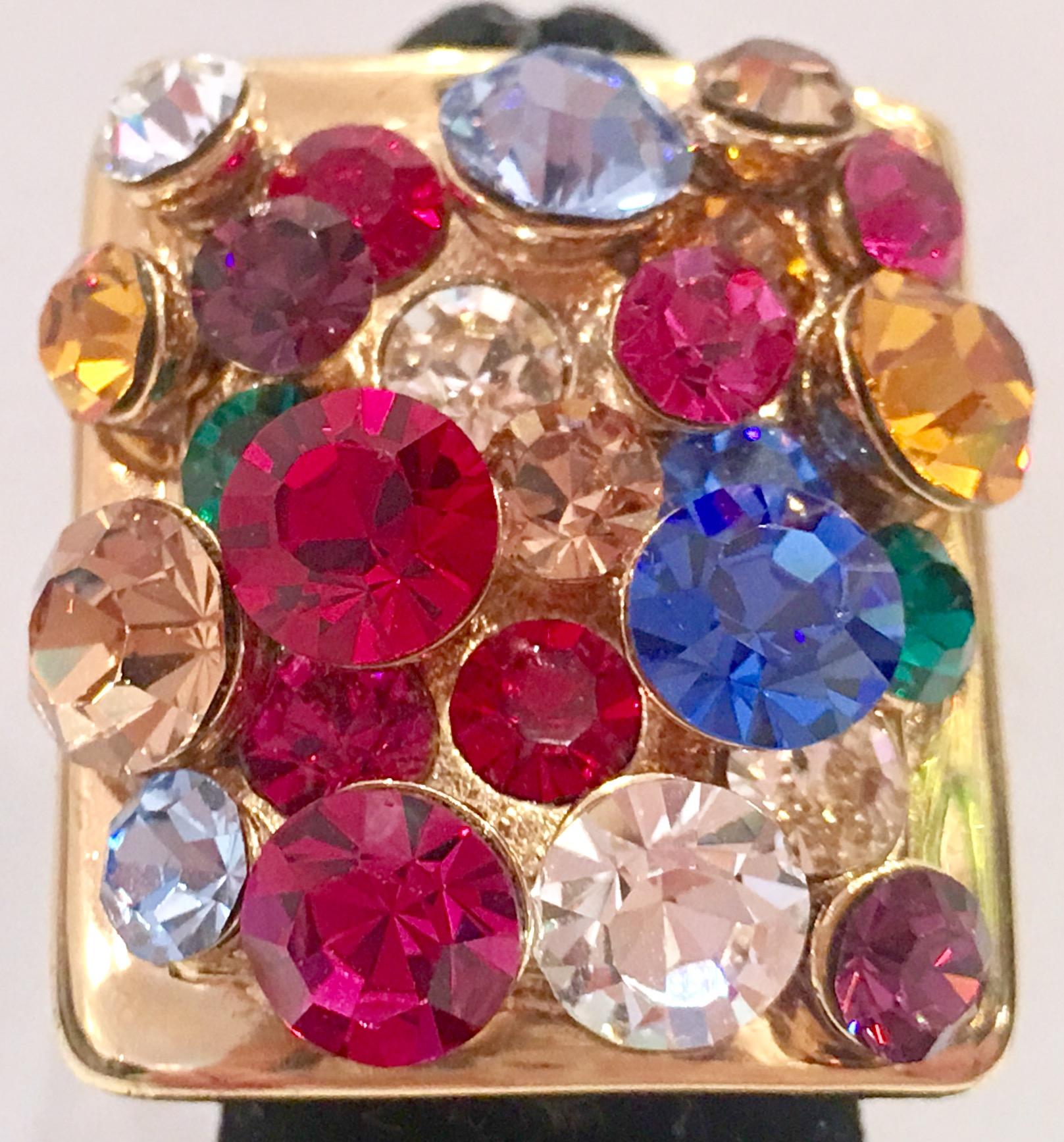Women's 21st Century Gold & Swarovski Crystal Cocktail Ring By, Kate Spade For Sale
